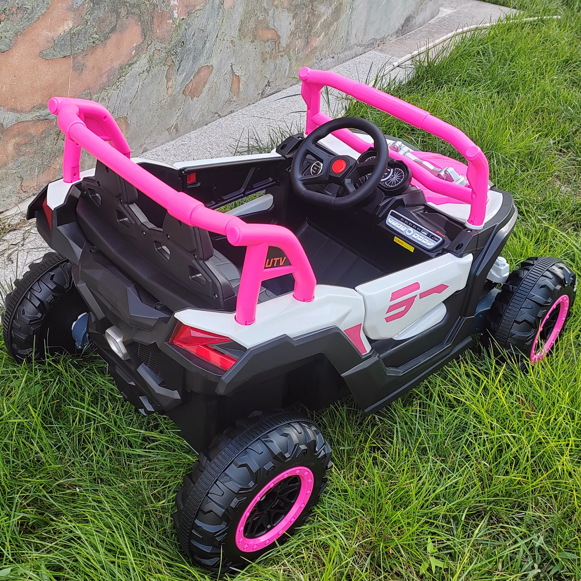 Joyracer 4WD 24 Volt Ride on Toys, 2 Seater Power Car wheels with Remote Control, Bluetooth, Spring Suspension, LED Light, Pink - Image 5