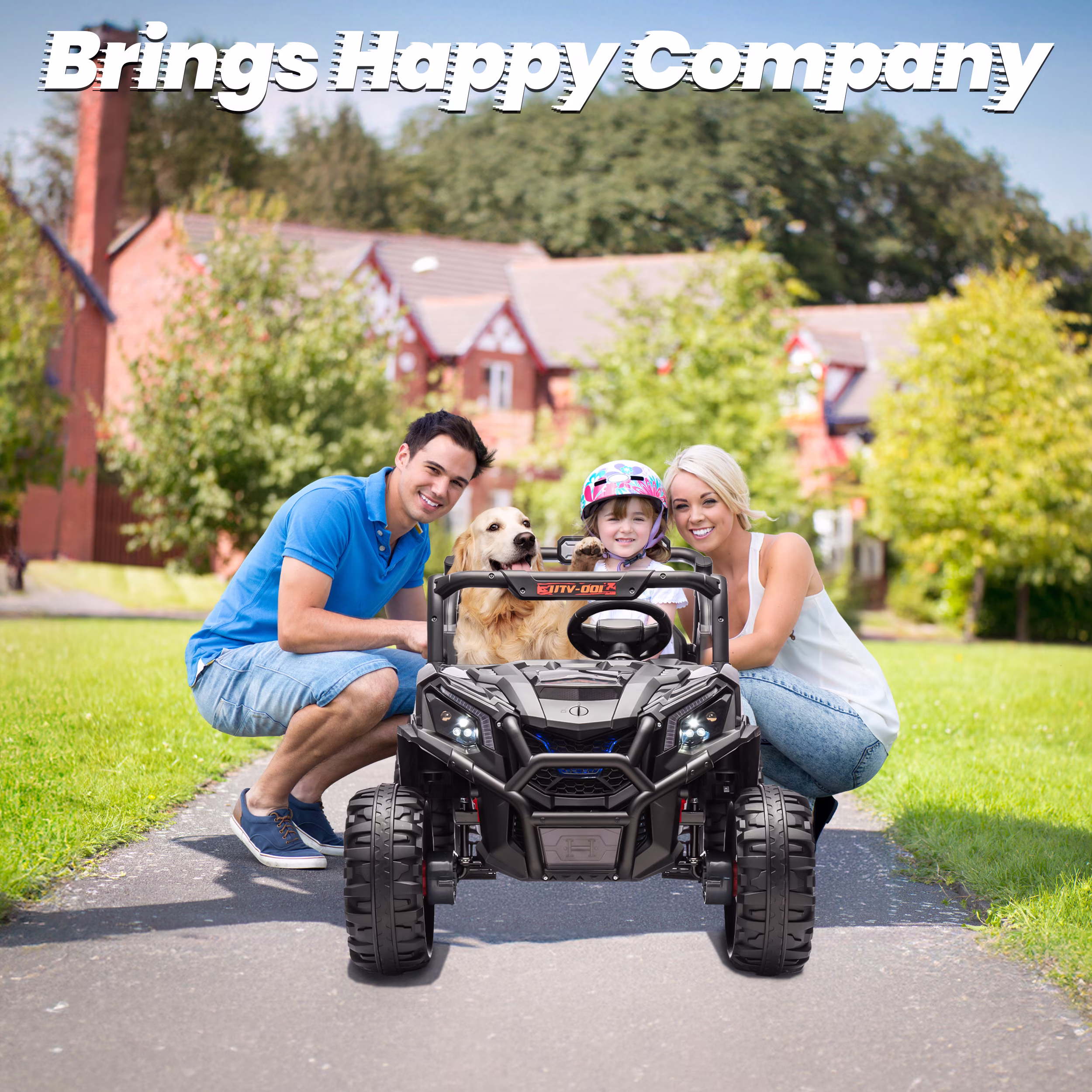 Joyracer 4WD 24V Ride on Toys Car w/ 2 XL Seater Remote Control, Electric UTV w/ 4*200W Motor, Power Car Wheels, LED Lights, Spring Suspension, 3 Speeds, Bluetooth Music, Black - Image 3