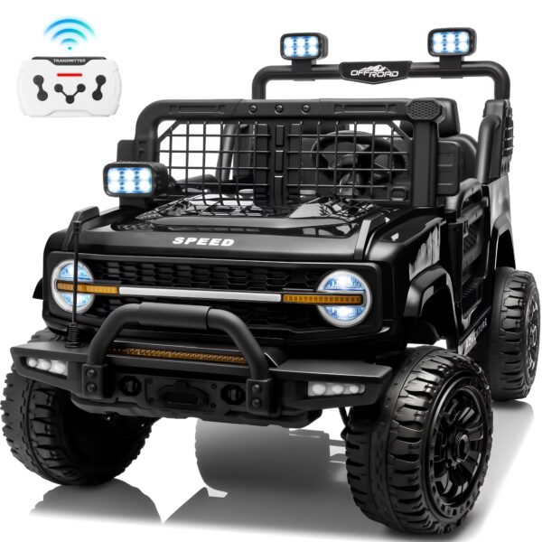 Joyracer 4WD 24V Ride On Toys Truck with Remote Control, 2 Seater 800W 9AH Powered Ride on Electric Car, Bluetooth MP3 Music, 4 Wheels Suspension, 3 Speeds, Black