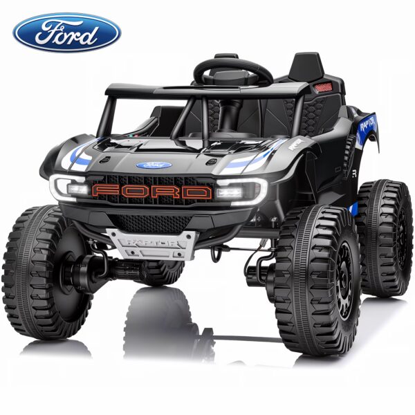 Joyracer Licensed Ford Raptor 24V 800W 4WD Kids Ride on Toys, 2 Seater Ride On Car with Remote Control, Bluetooth Music, 3 Speeds, Ages 3-8, Black