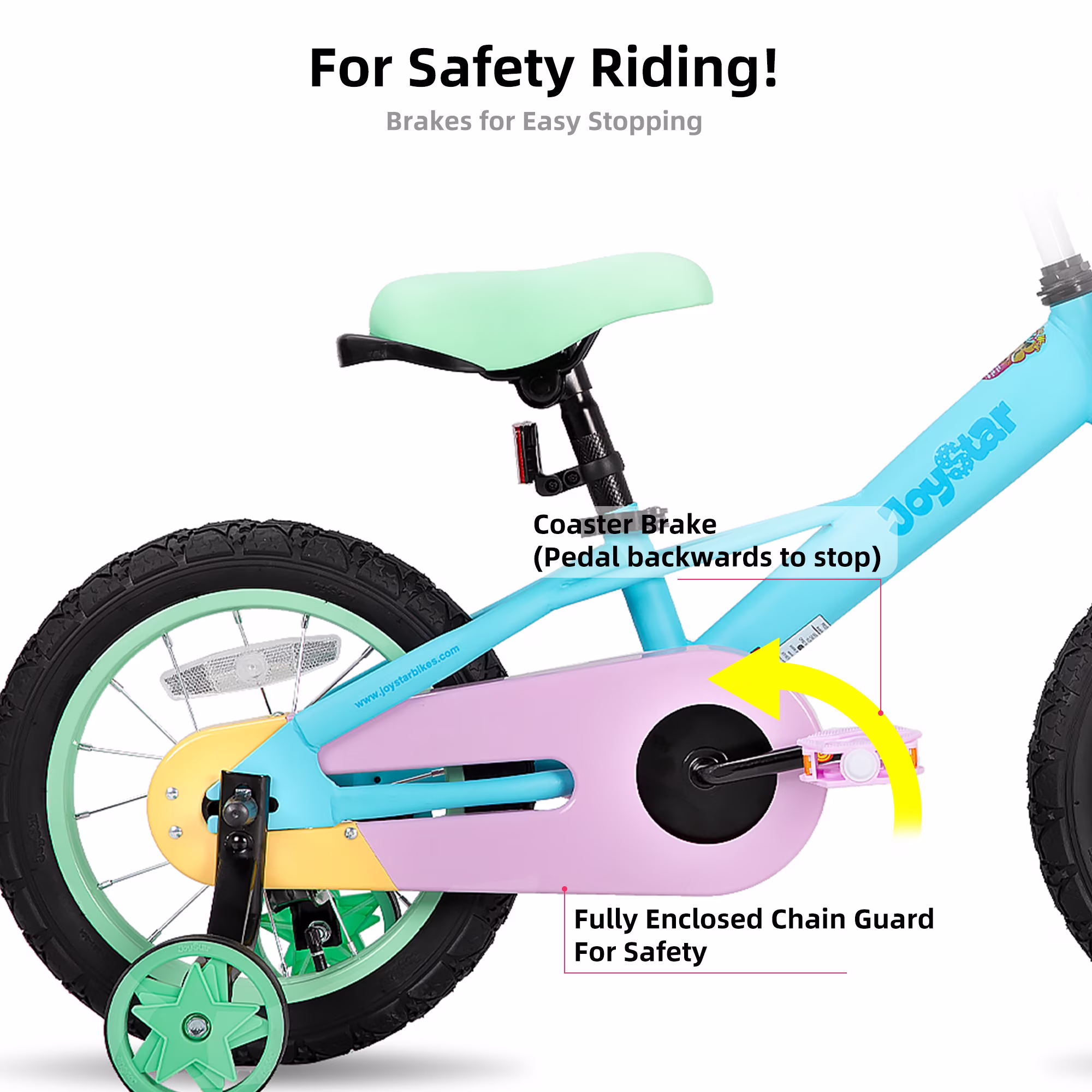 JOYSTAR 12" 14" 16" Kids Bike for 2-7 Years Girls 33-53 Inch Tall, Rainbow Toddler Bicycle with Basket, Training Wheels & Coaster Brake, 85% Assembled, Macarons - Image 2