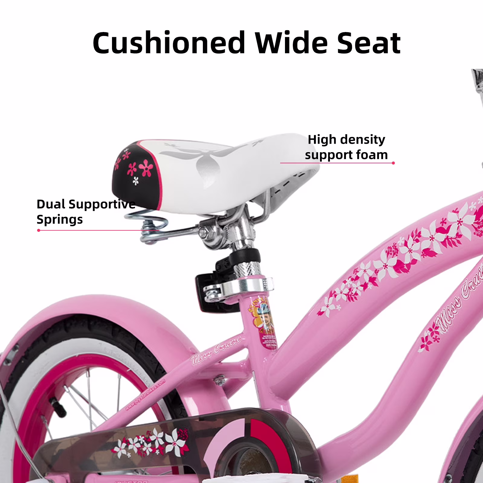 JOYSTAR 12" 14" 16" Kids Cruiser Bike for Ages 2-7 Years Old Girls & Boys, Kids Bike with Training Wheels, Cruiser Bicycles for Children, Pink - Image 5