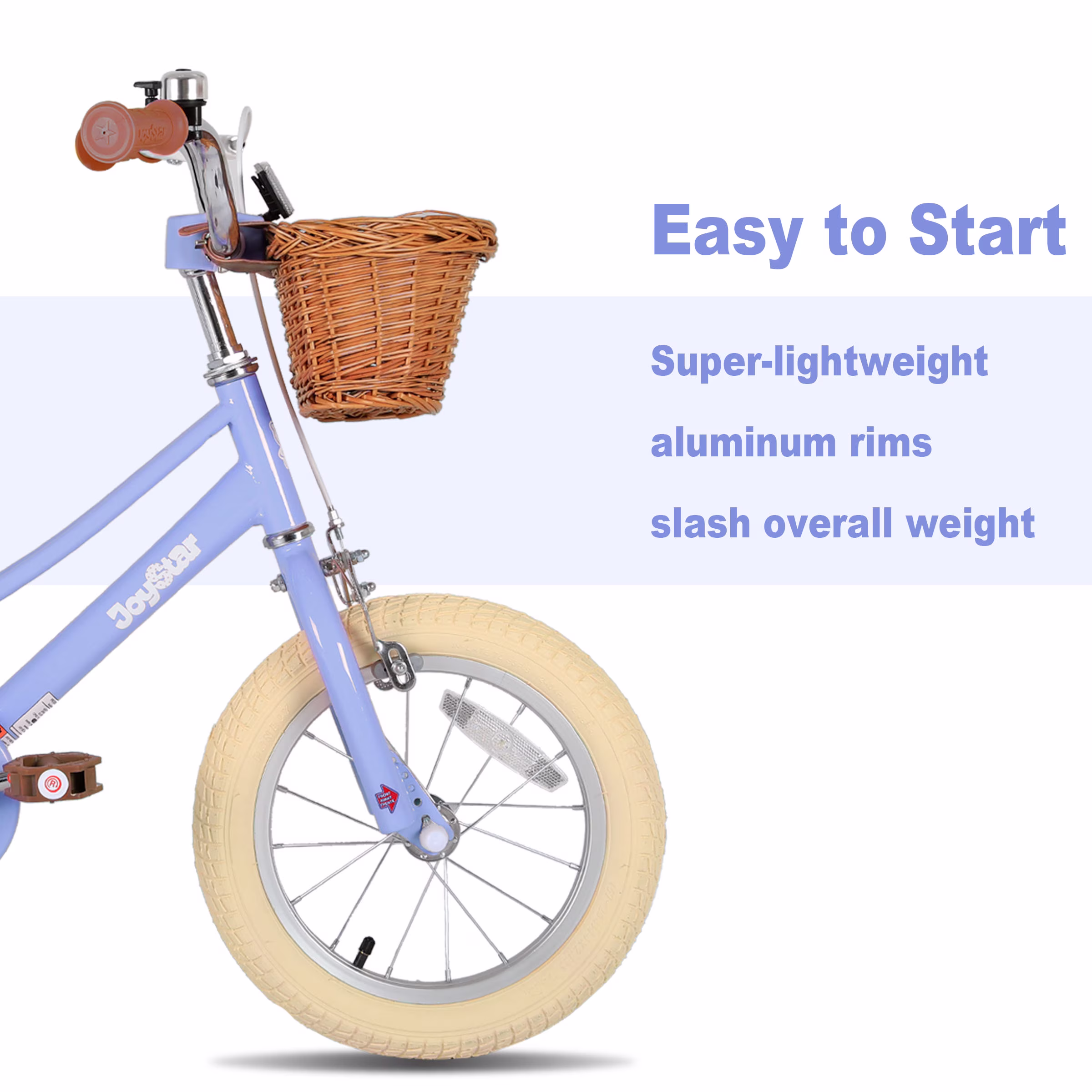 JOYSTAR 14 Inch Girls Bike with Training Wheels & Basket for Ages 3-5, Purple - Image 2