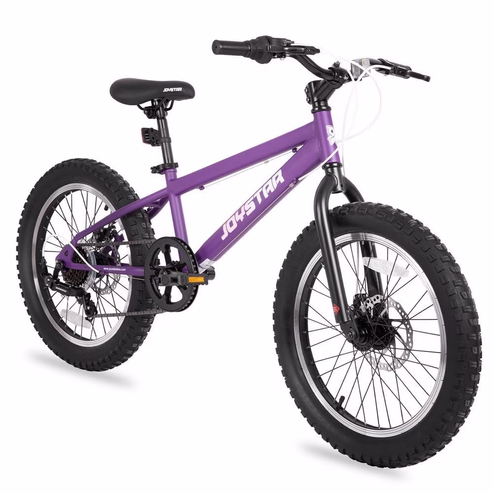 JOYSTAR 20 Inch Mountain Bike for Kids Ages 7-12 Year Old, 3-Inch Wide Knobby Tires, 7 Speed Shimano Drivetrain, Disc Brakes, Fat Tire Kids Bicycles for Boys Girls