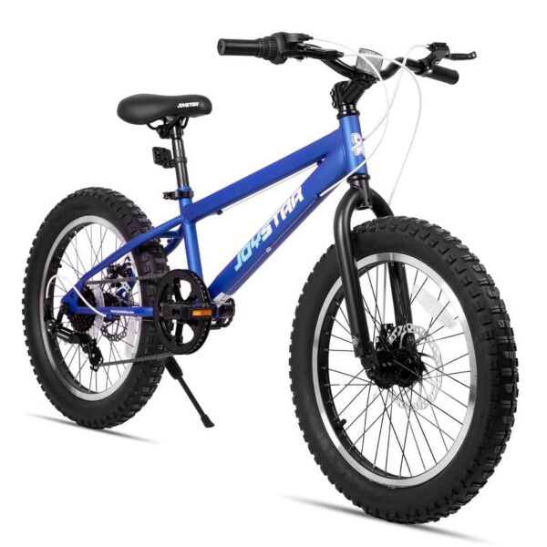 JOYSTAR 20 Inch Mountain Bike for Kids Ages 7-12 Year Old, 3-Inch Wide Knobby Tires, 7 Speed Shimano Drivetrain, Disc Brakes, Fat Tire Kids Bicycles for Boys Girls, Blue