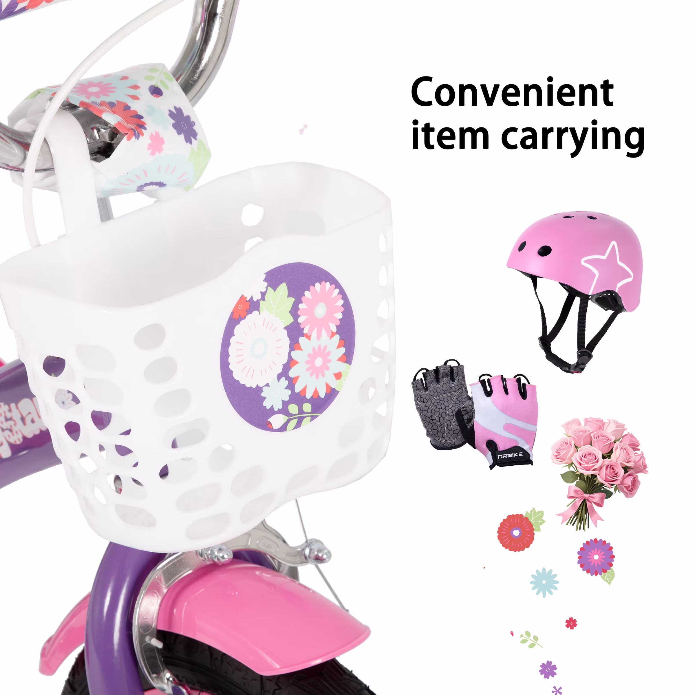 JOYSTAR Little Violet Kids Bike for Girls Ages 2-7 Years, 12 14 16 Inch Girls Bikes with Streamers, Multiple Colors - Image 2