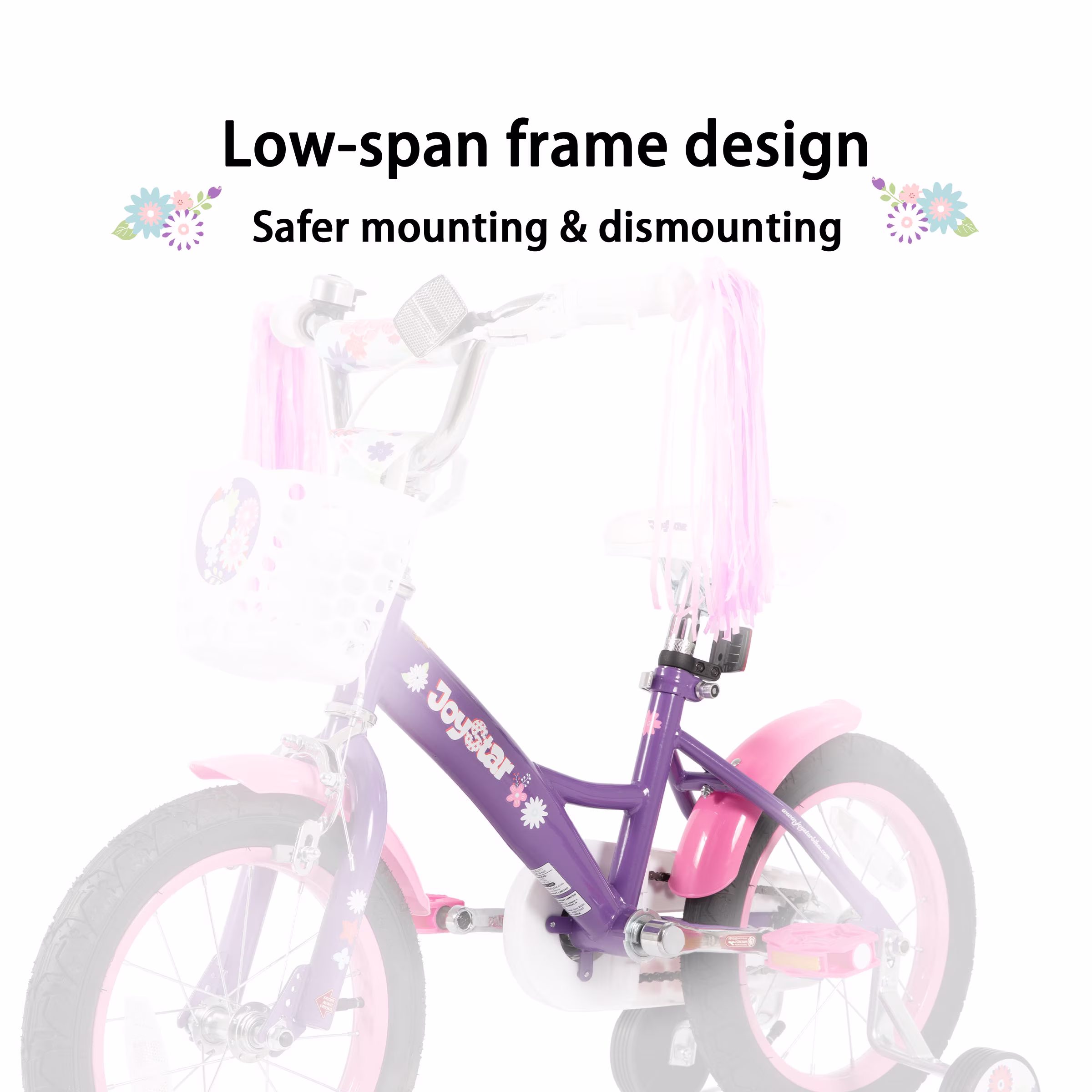 JOYSTAR Little Violet Kids Bike for Girls Ages 2-7 Years, 12 14 16 Inch Girls Bikes with Streamers, Multiple Colors - Image 4