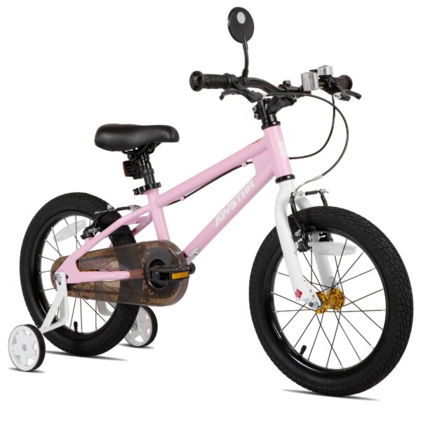 JOYSTAR Lomand 14-Inch BMX Style Kids Bike for Boys & Girls, Sturdy, Easy to Assemble, with Rearview Mirror, Pink