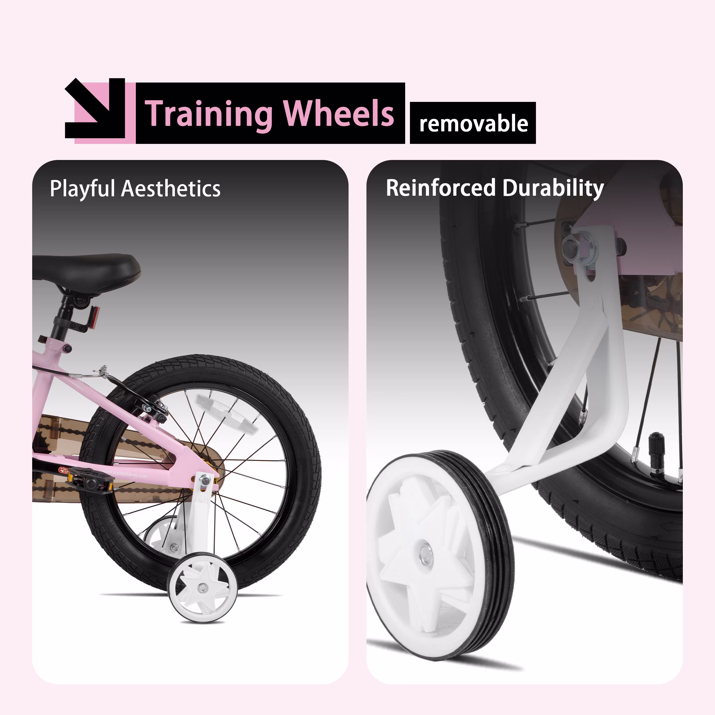 JOYSTAR Lomand 14-Inch BMX Style Kids Bike for Boys & Girls, Sturdy, Easy to Assemble, with Rearview Mirror, Pink - Image 4