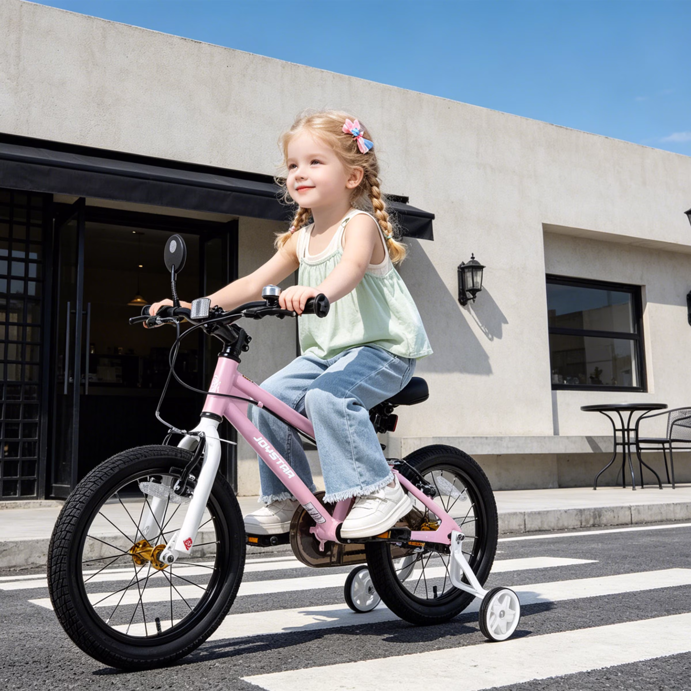 JOYSTAR Lomand 14-Inch BMX Style Kids Bike for Boys & Girls, Sturdy, Easy to Assemble, with Rearview Mirror, Pink - Image 3