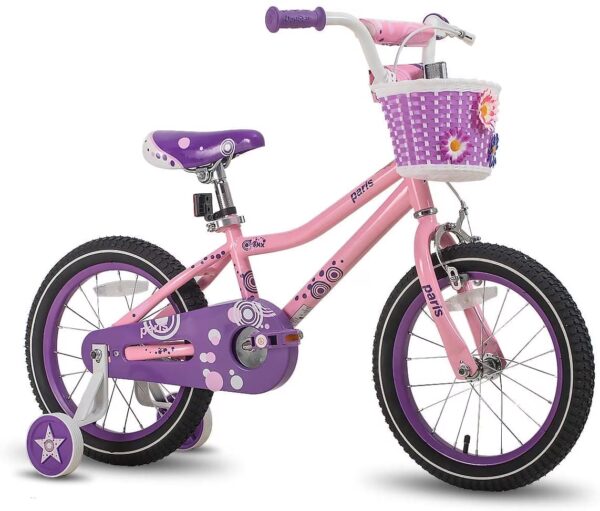 JOYSTAR Paris 14" Girls Bike with Training Wheels, Kids Bicycle for Ages 3-5, Pink