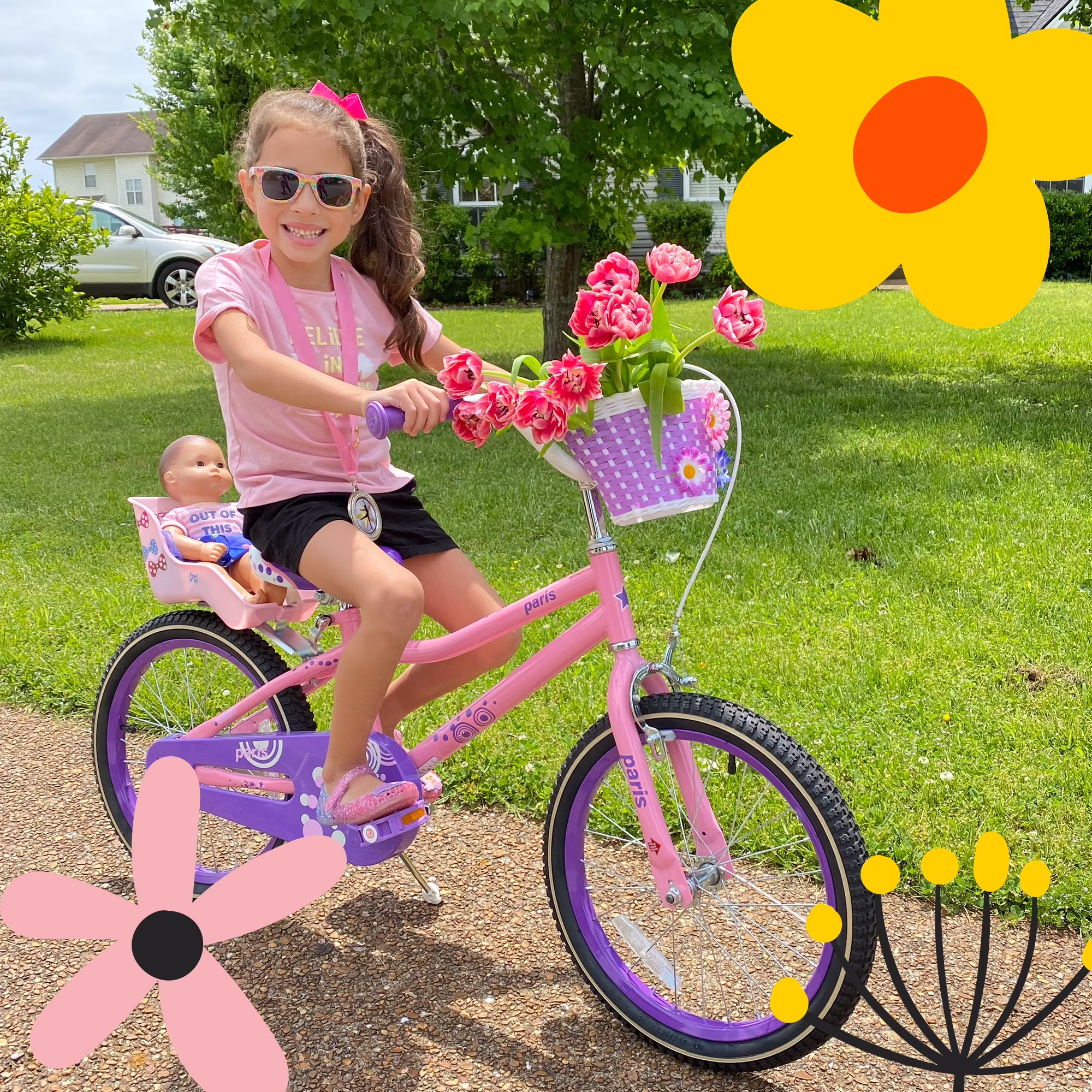 JOYSTAR Paris 14" Girls Bike with Training Wheels, Kids Bicycle for Ages 3-5, Pink - Image 3