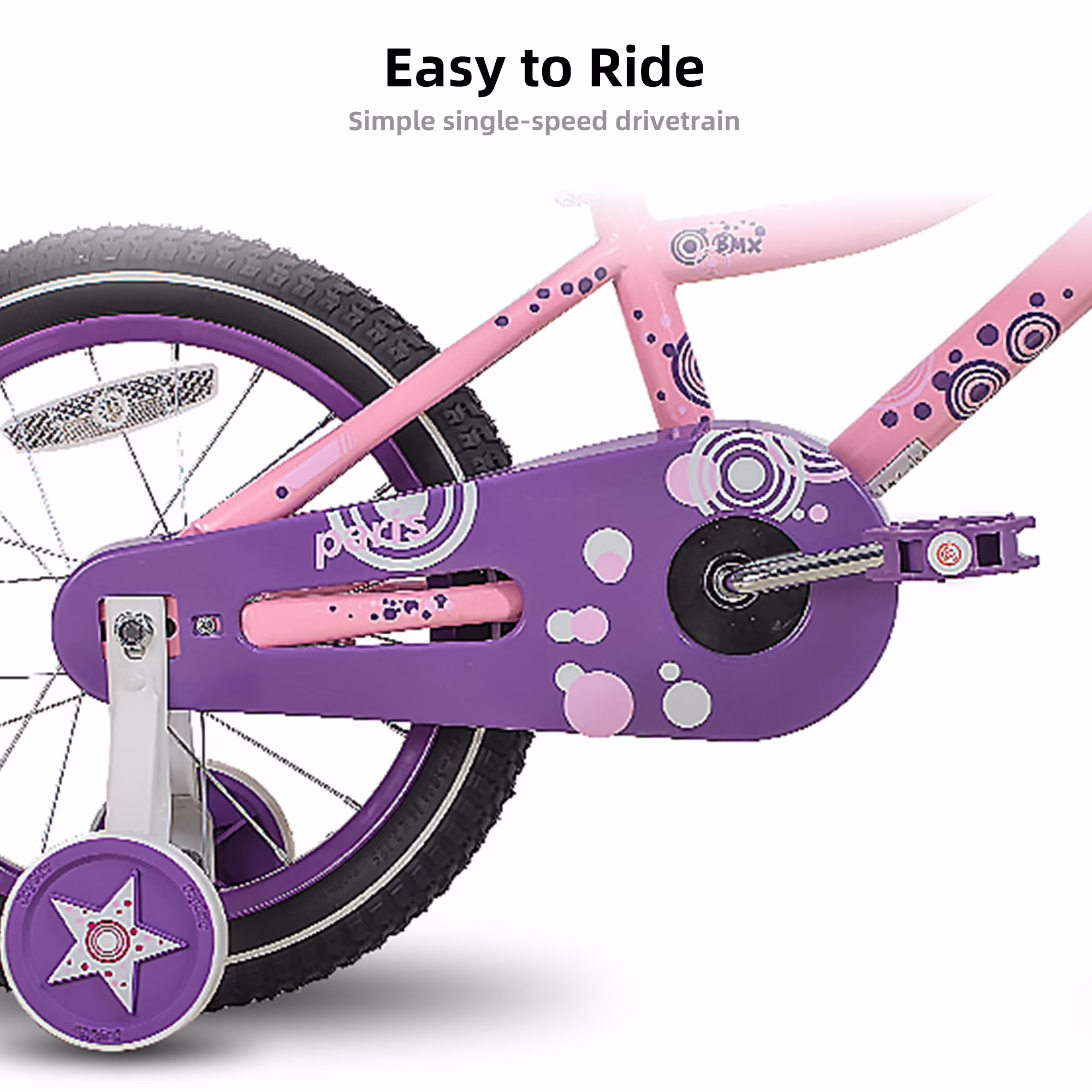 JOYSTAR Paris 14" Girls Bike with Training Wheels, Kids Bicycle for Ages 3-5, Pink - Image 4