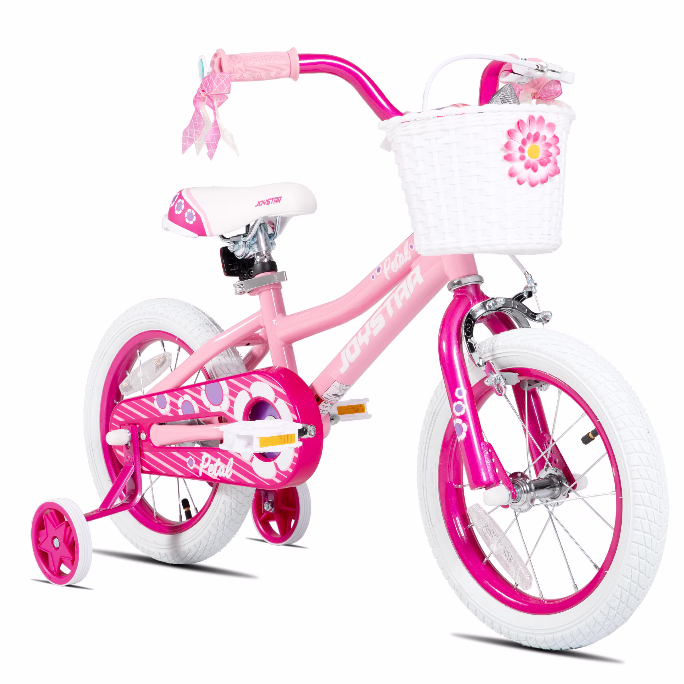 JOYSTAR Petal 14" Girls Bike with Doll Carrier Basket Kids Bicycle for Ages 3-5 Years, Pink