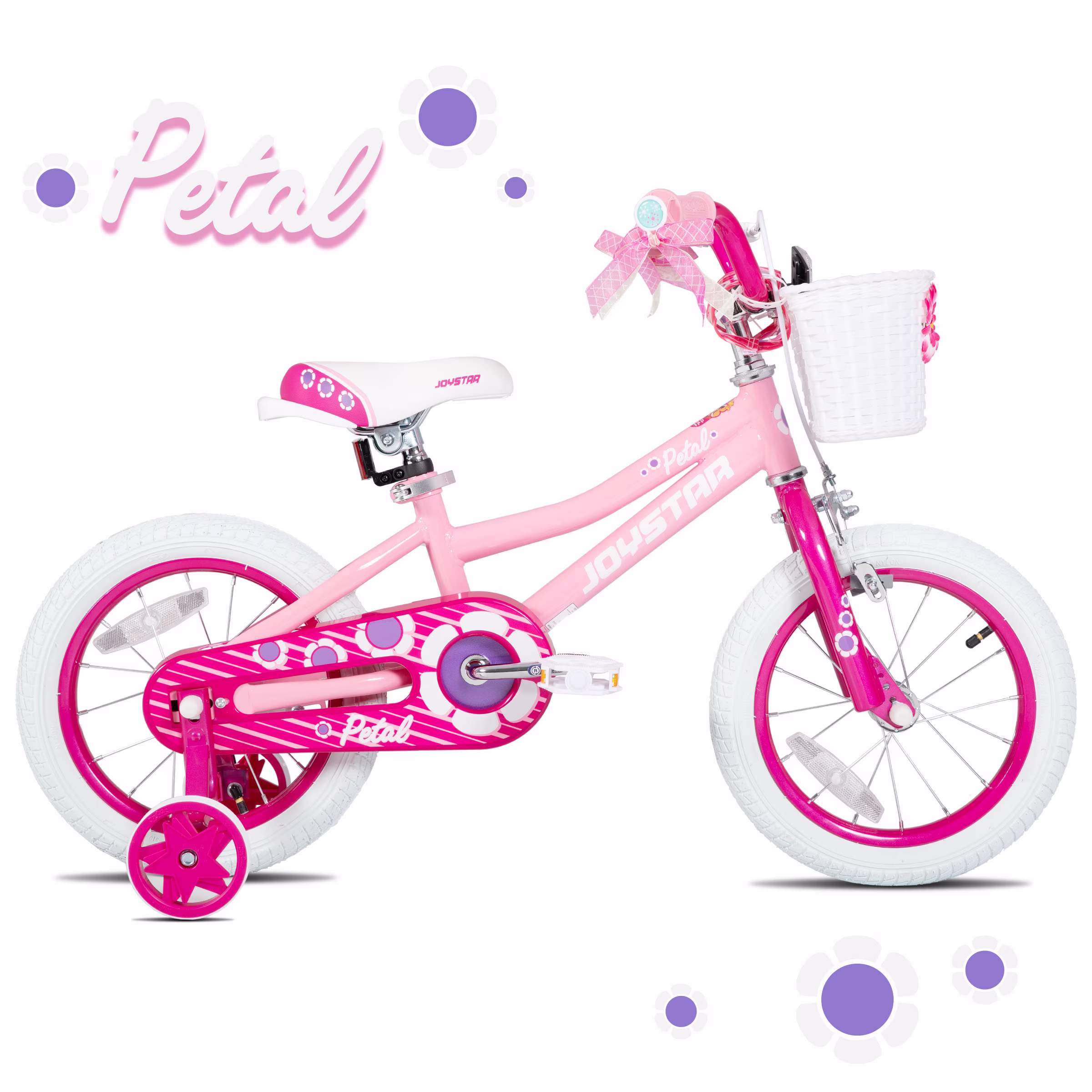 JOYSTAR Petal 14" Girls Bike with Doll Carrier Basket Kids Bicycle for Ages 3-5 Years, Pink - Image 3