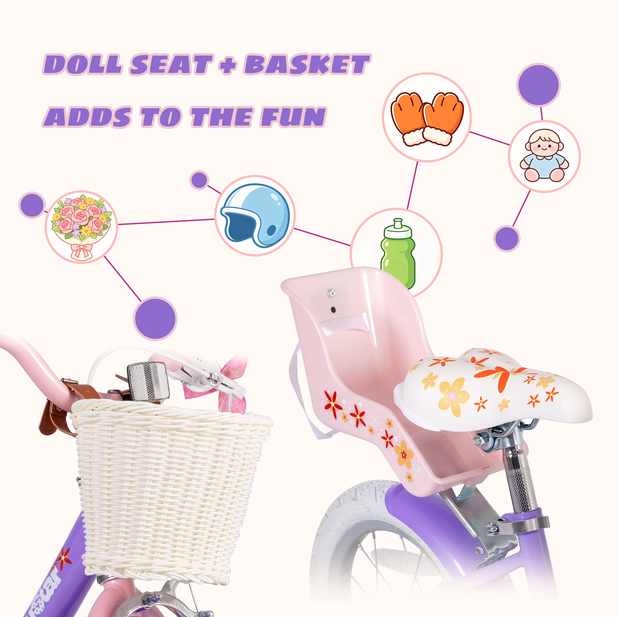 JOYSTAR Unicorn 14inch Girls' Bike, PurPle - Image 4