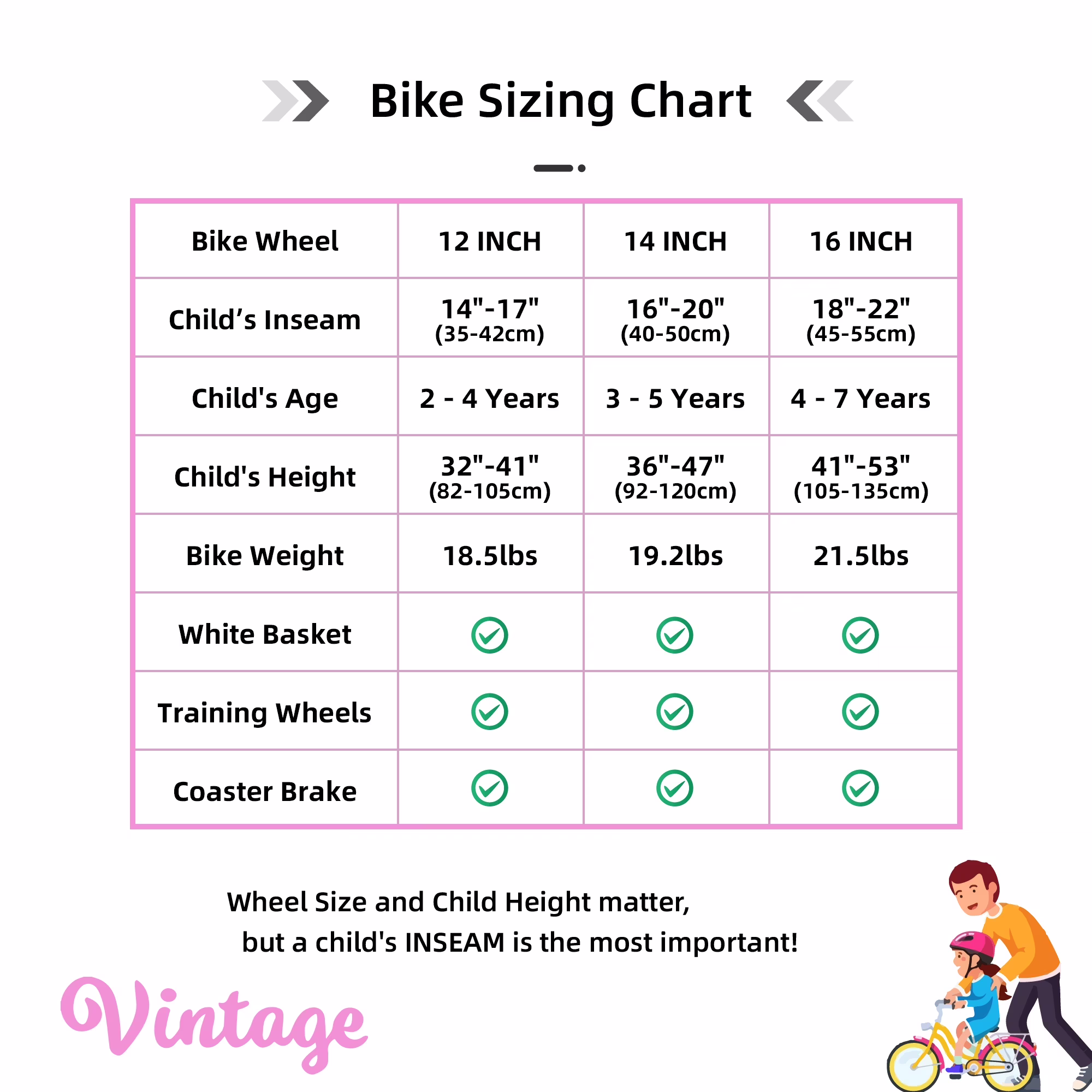 JOYSTAR Vintage Kids Bike with Basket & Training Wheels,12 14 16 20 24 Inch Kids Bike for 2-14 Years Old Girls & Boys, Pink - Image 2