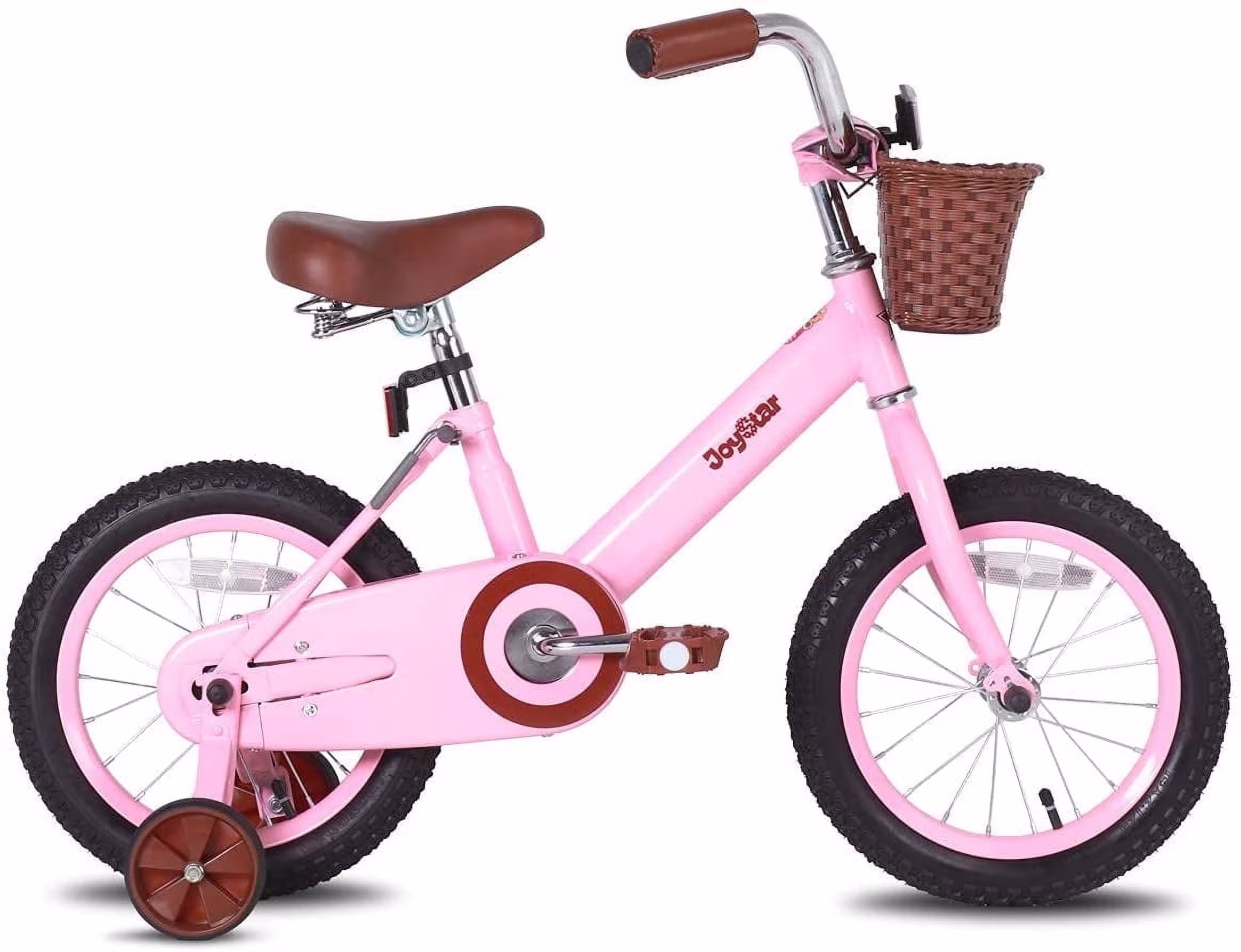 JOYSTAR Vintage Kids Bike with Basket & Training Wheels,12 14 16 20 24 Inch Kids Bike for 2-14 Years Old Girls & Boys, Pink