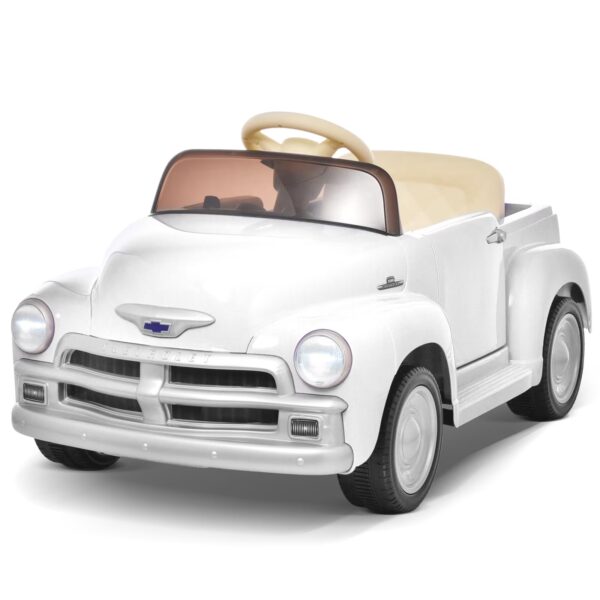 Joywhale 12V Kids Ride on Car Licensed Chevrolet, Vantage kids Car, Retro Style,Age3-6,White
