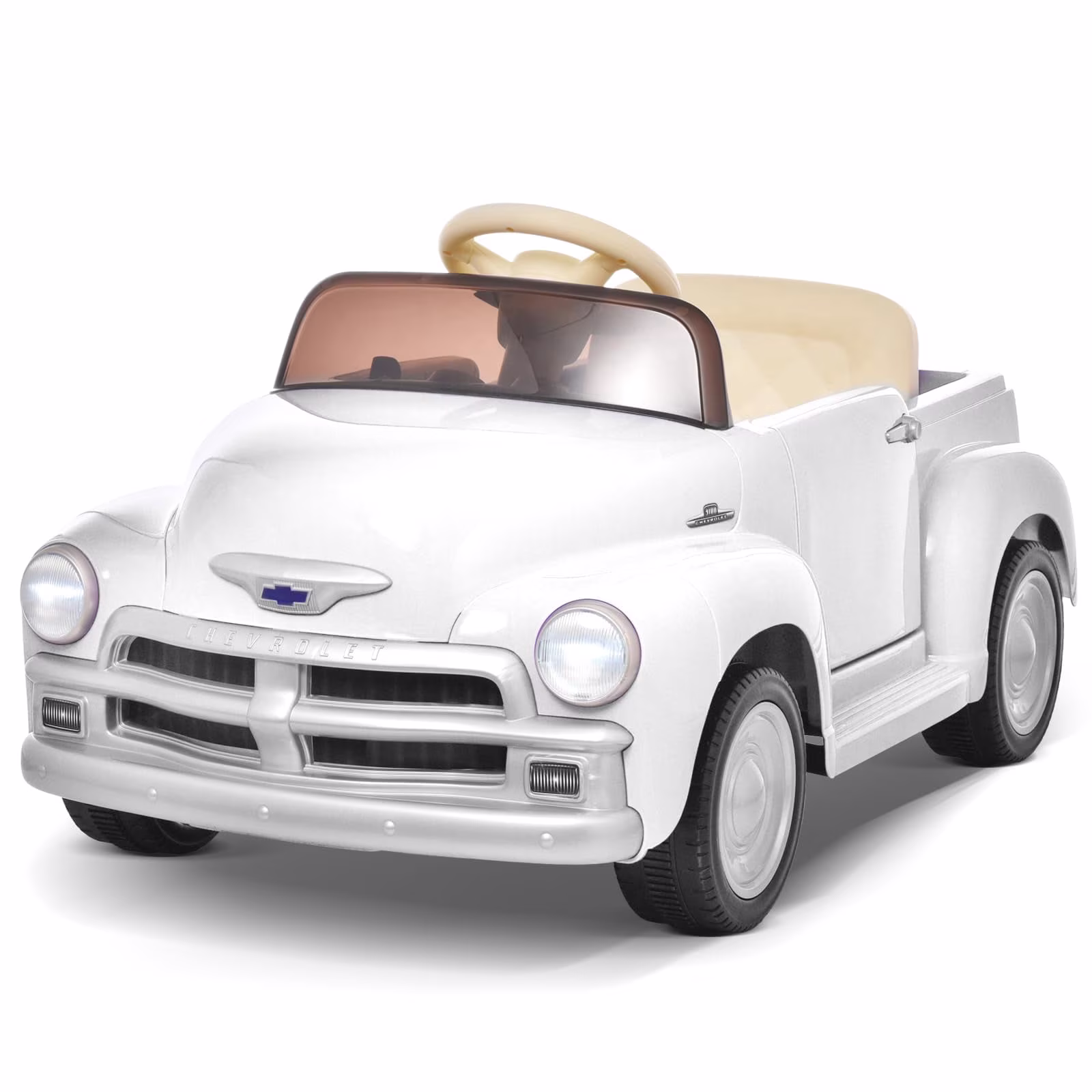 Joywhale 12V Kids Ride on Car Licensed Chevrolet, Vantage kids Car, Retro Style,Age3-6,White