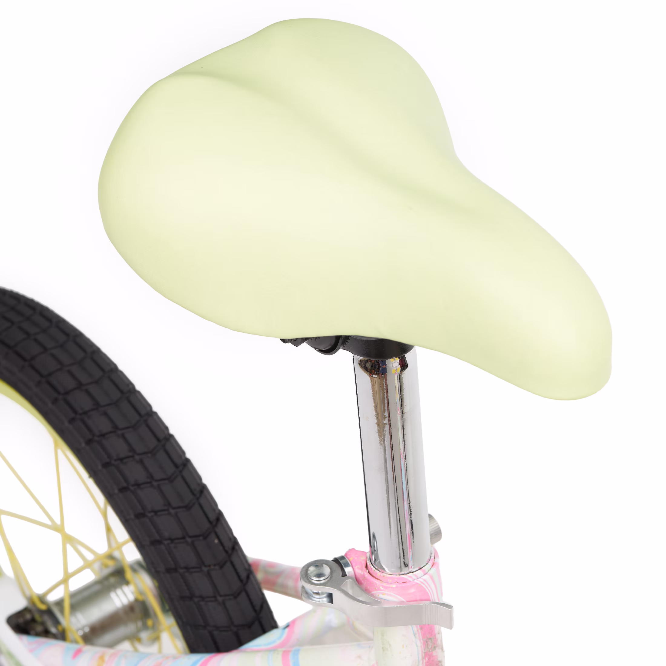 Justice Boardwalk Brights 16” Cotton Candy Swirl Bike with Basket, Charms & Optional Training Wheels - Image 3