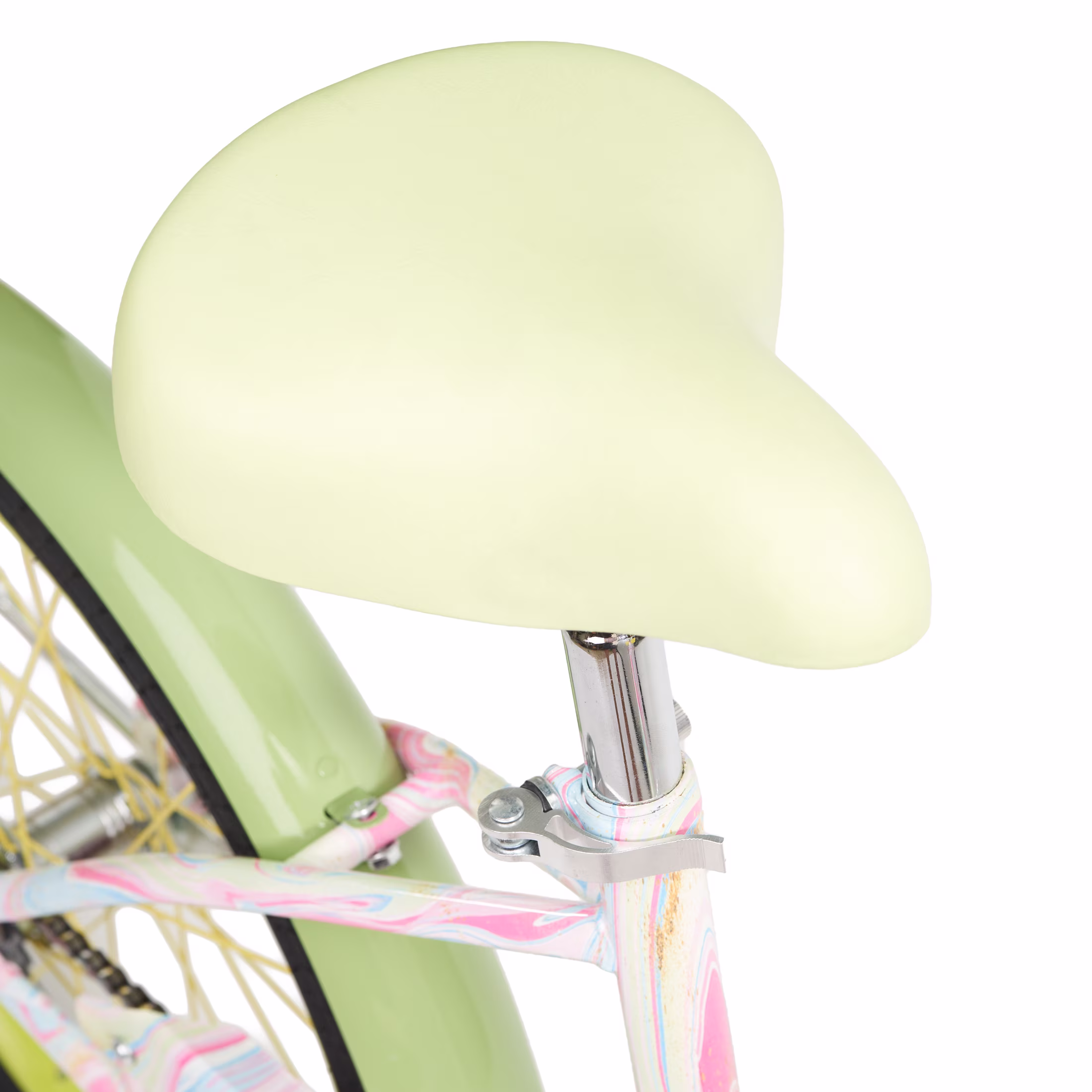 Justice Boardwalk Brights 20” Cotton Candy Swirl Cruiser Bike with Basket, Charms & Phone/Bottle Holder - Image 3