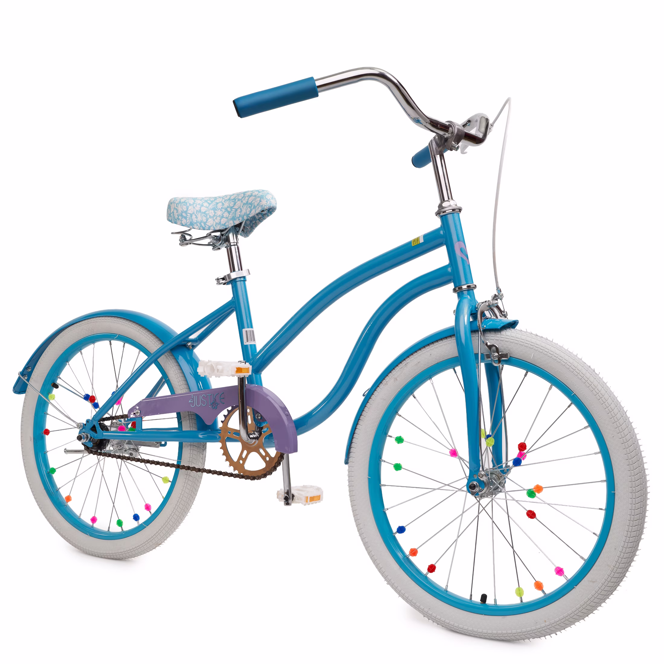 Justice Coastline Classics 20” Blue Glitter Cruiser Kids’ Bike with Spoke Charms & Bike Pouch - Image 5