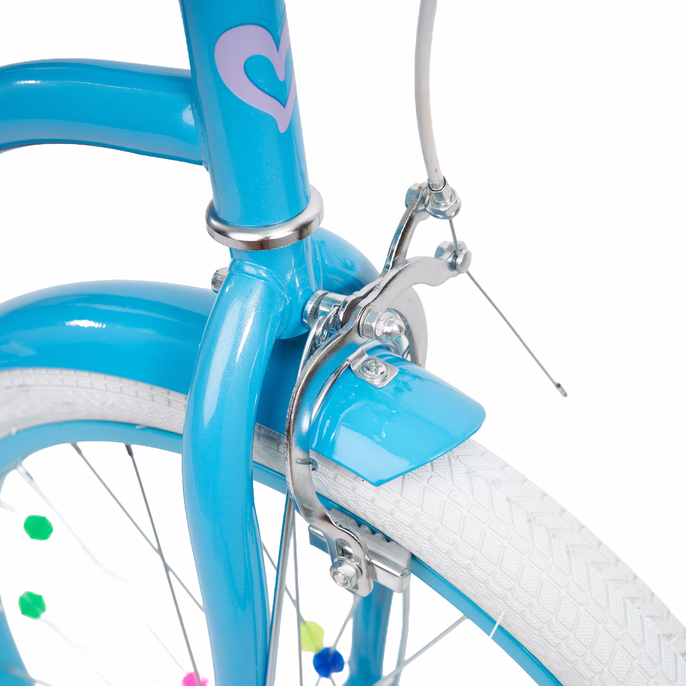 Justice Coastline Classics 20” Blue Glitter Cruiser Kids’ Bike with Spoke Charms & Bike Pouch - Image 2