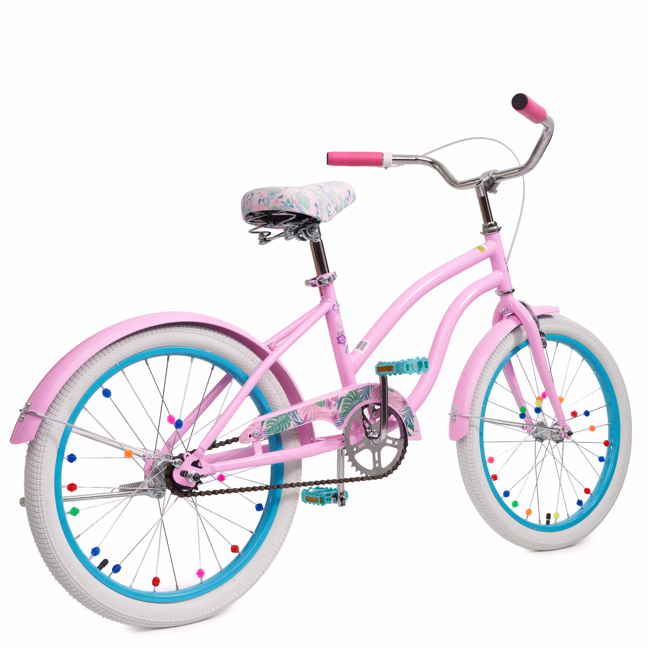 Justice Coastline Classics 20” Pink Cruiser Kids’ Bike with Spoke Charms & Bike Pouch - Image 4