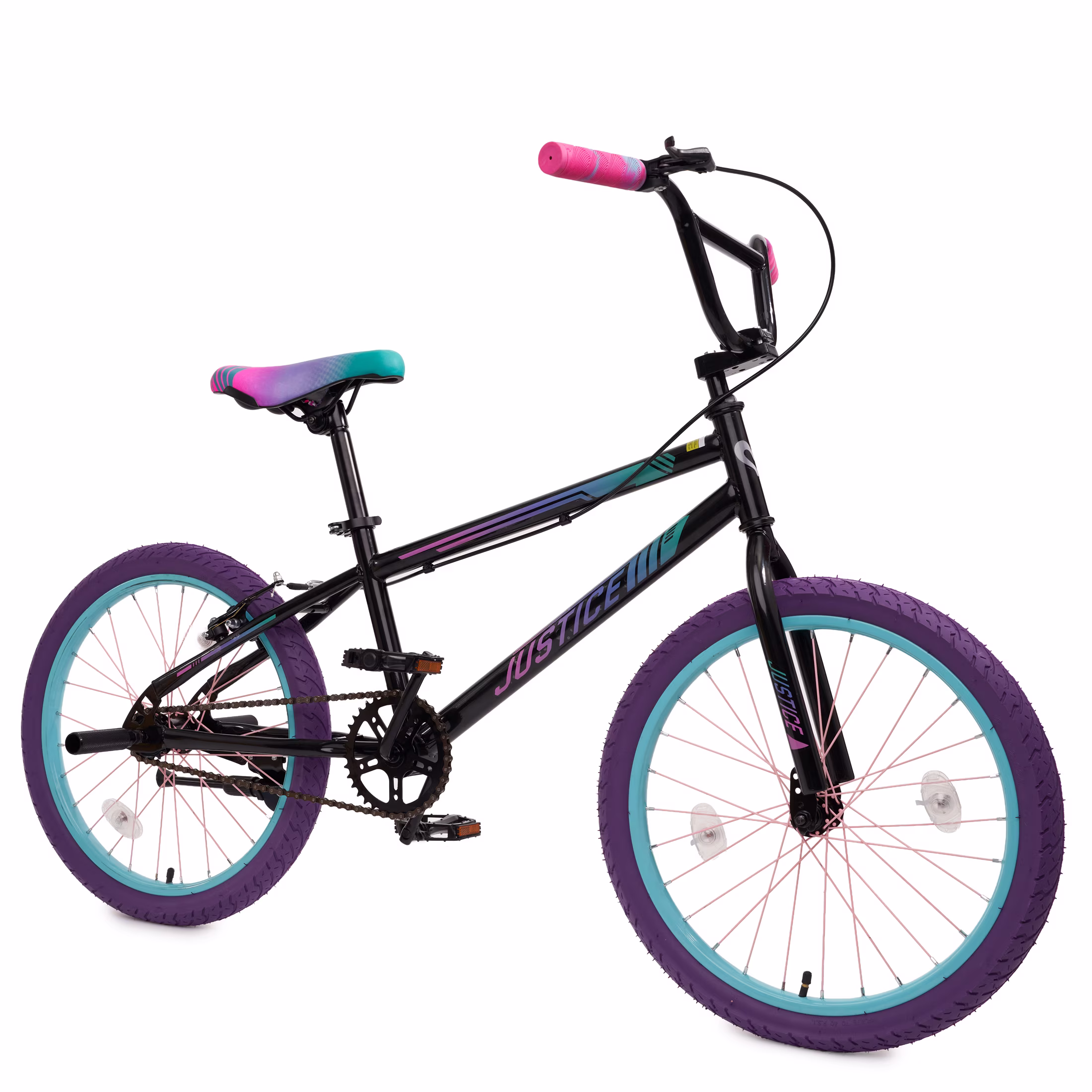 Justice Meta Hyper Shine 20” BMX Kids’ Bike with License Plate, Colored Spokes, and Light-Up Rim - Image 2