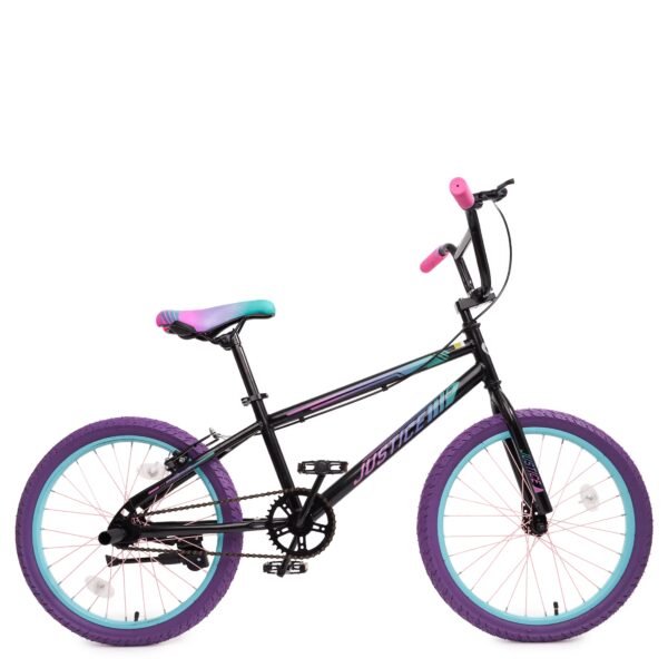 Justice Meta Hyper Shine 20” BMX Kids’ Bike with License Plate, Colored Spokes, and Light-Up Rim