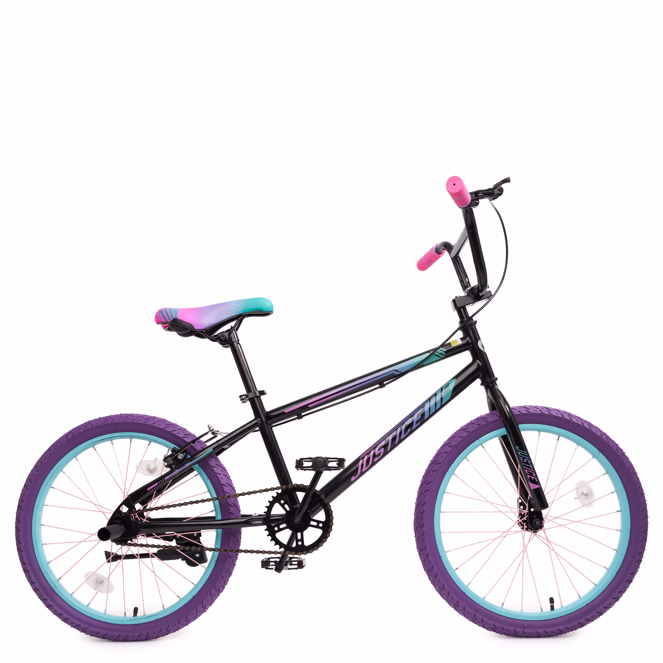 Justice Meta Hyper Shine 20” BMX Kids’ Bike with License Plate, Colored Spokes, and Light-Up Rim