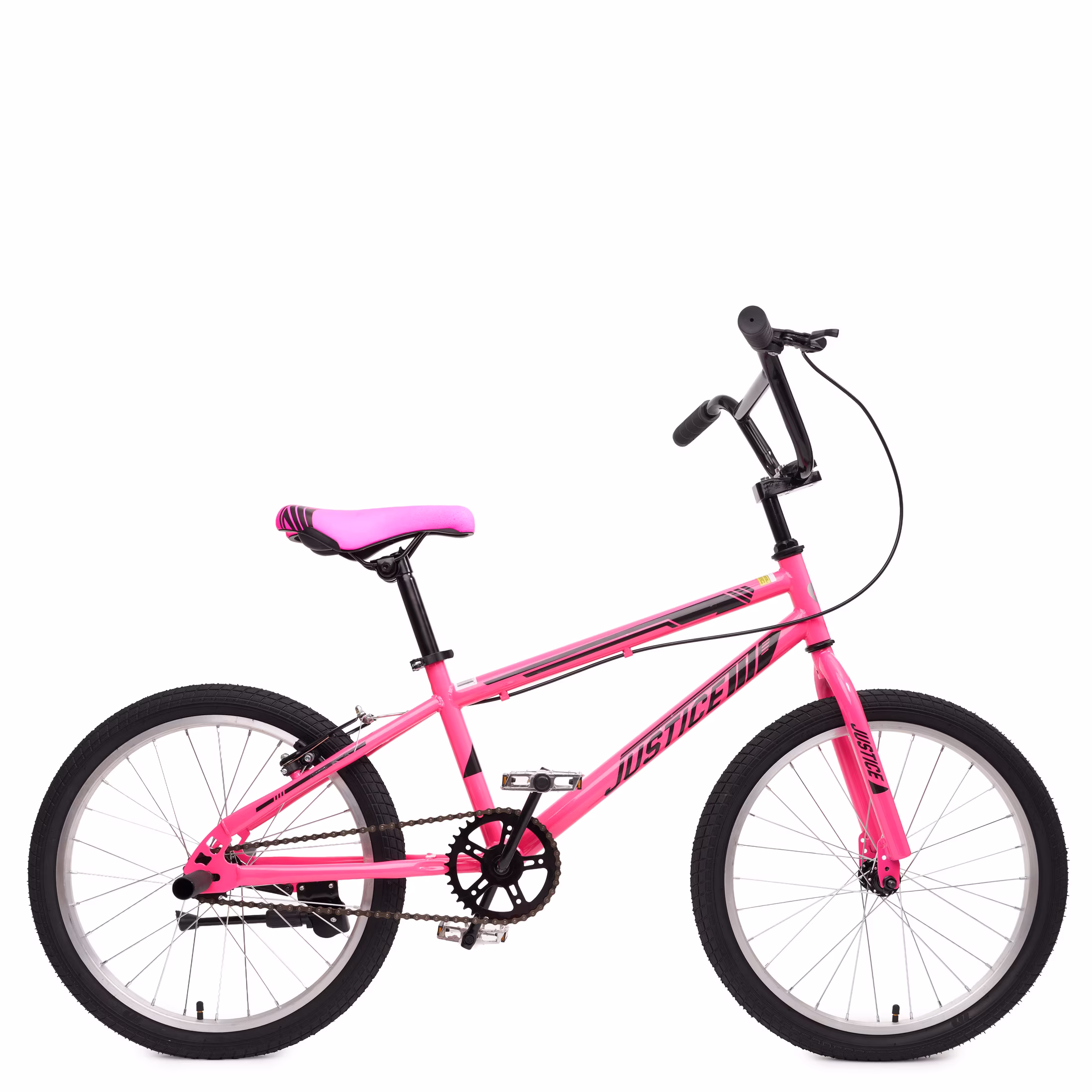 Justice Meta Hyper Shine 20” Deluxe BMX Kids’ Bike with License Plate, Light-Up Rim & Iridescent Pedals