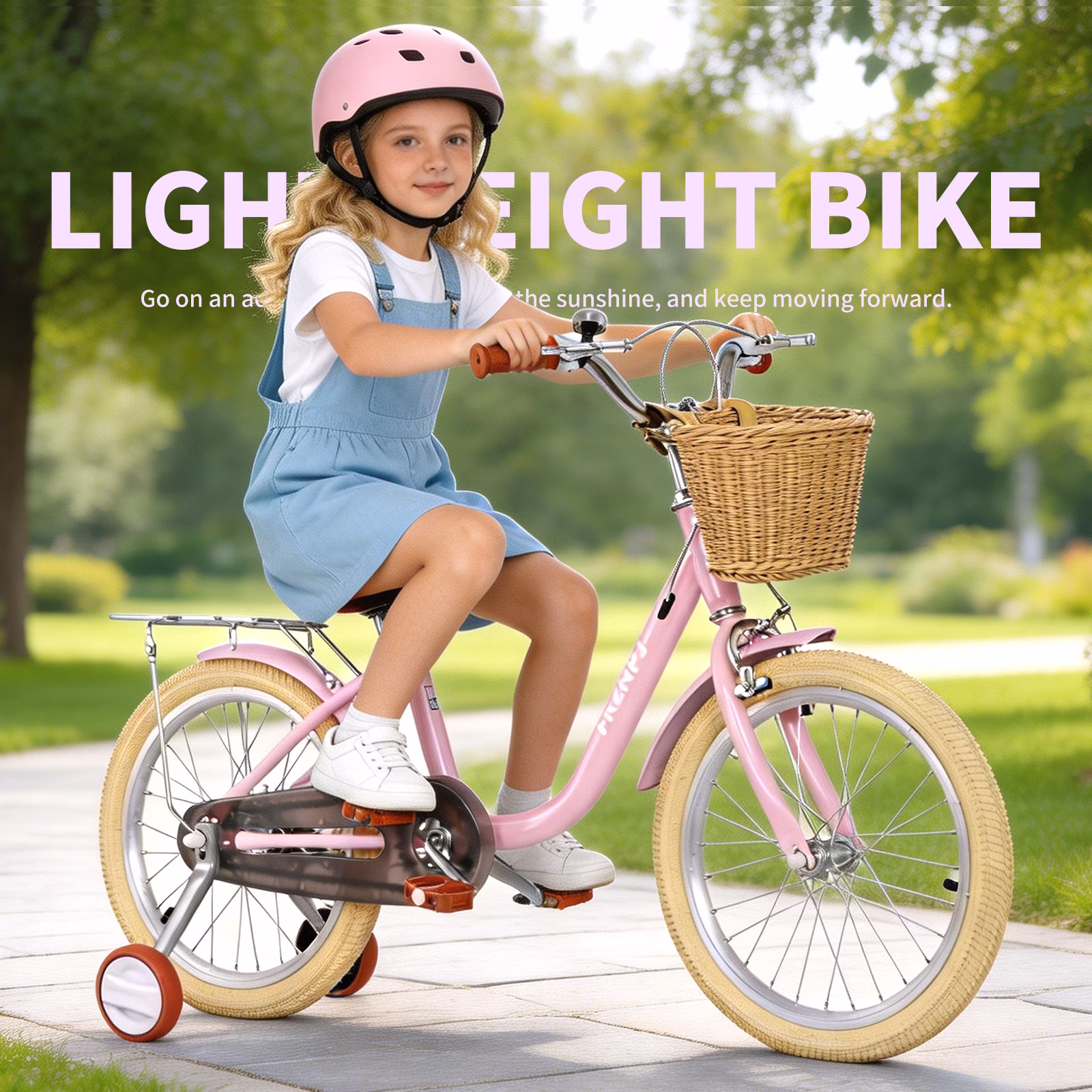 Juuar 16" Kids Bike with Training Wheels & Detachable Basket, Single Speed Steel Frame Children Bicycle for Girls Age 4-7 Years, Pink - Image 5