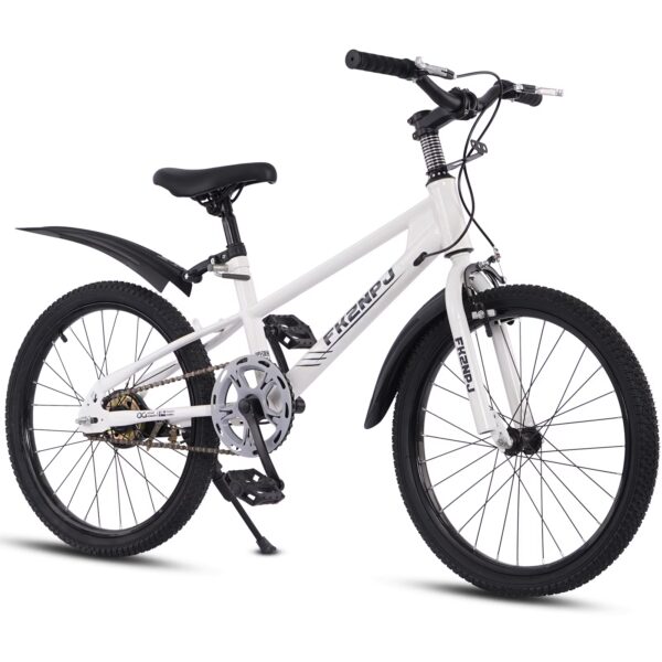 Juuar 20" Kids Bike for Boys Girls Age 6-10 Years, Single Speed Steel Frame Children Bike Bicycle with Caliper Brake, White