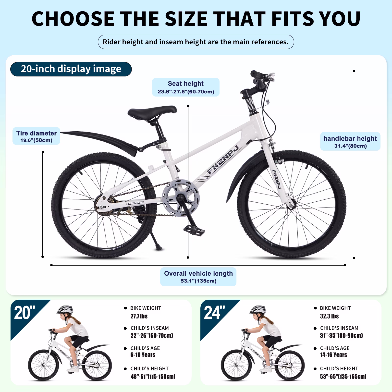 Juuar 20" Kids Bike for Boys Girls Age 6-10 Years, Single Speed Steel Frame Children Bike Bicycle with Caliper Brake, White - Image 2