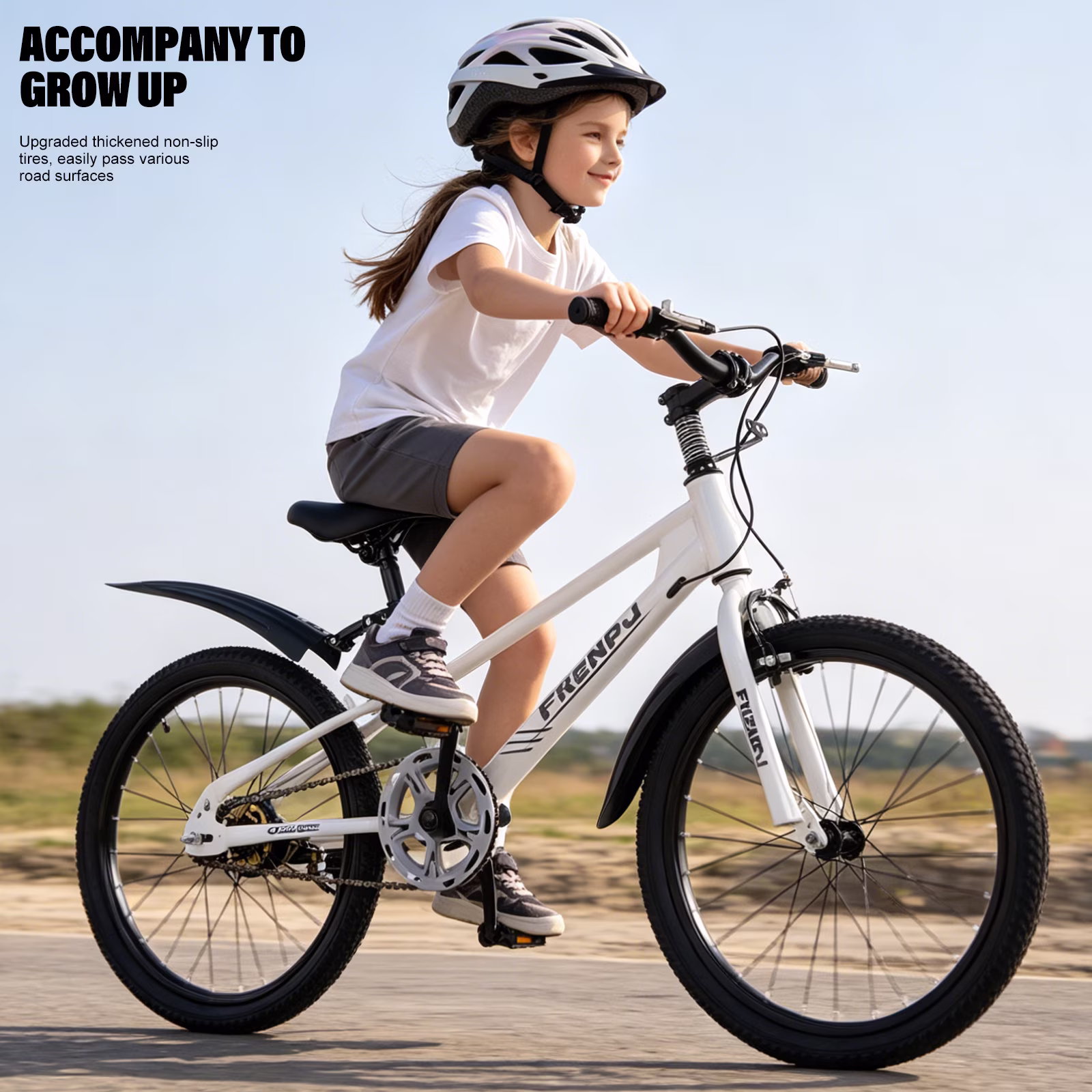 Juuar 20" Kids Bike for Boys Girls Age 6-10 Years, Single Speed Steel Frame Children Bike Bicycle with Caliper Brake, White - Image 4