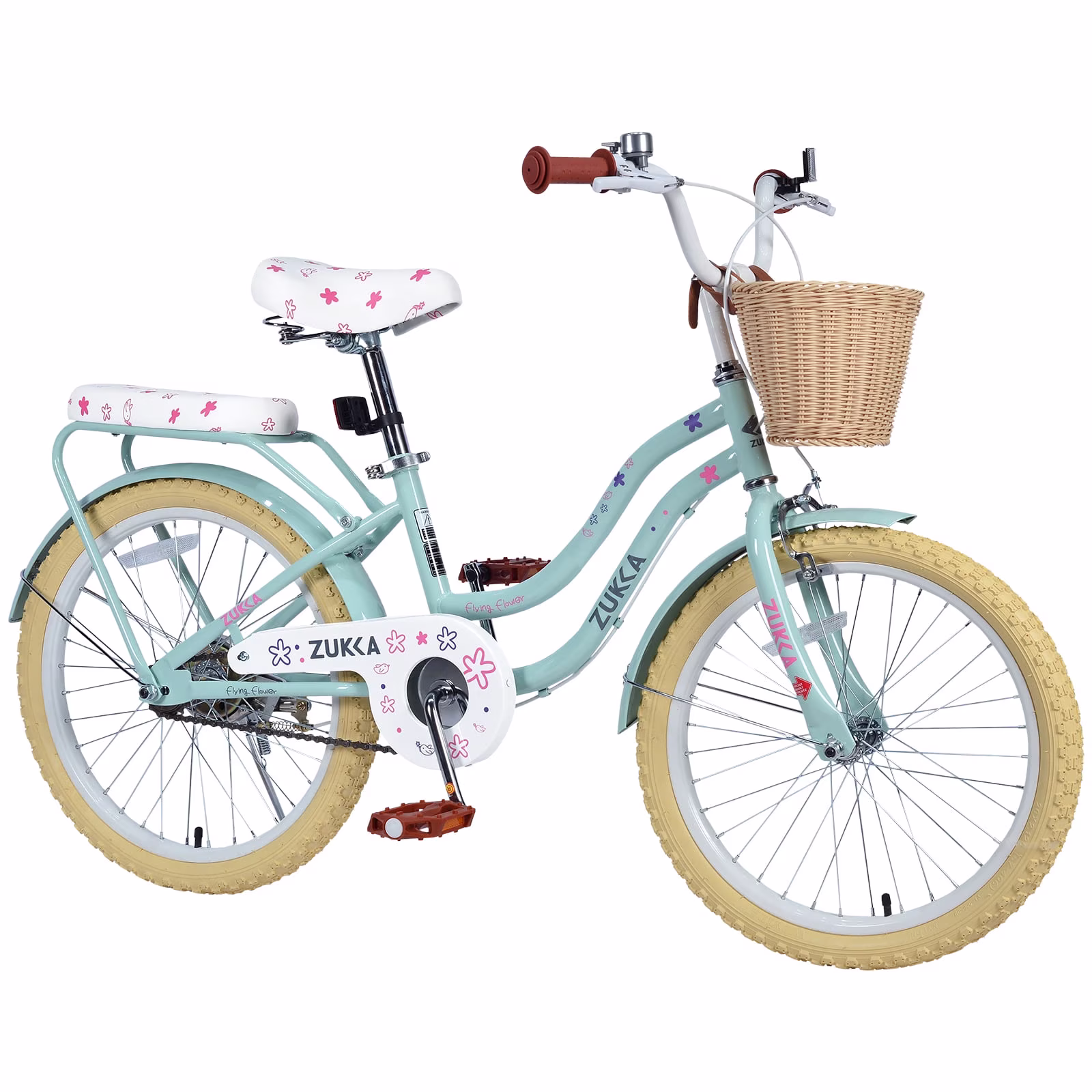 Juuar 20" Kids Bike with Basket, Single Speed Children Bicycle, Cute Girls Bike Birthday Gifts for 7+ Years Old, Green