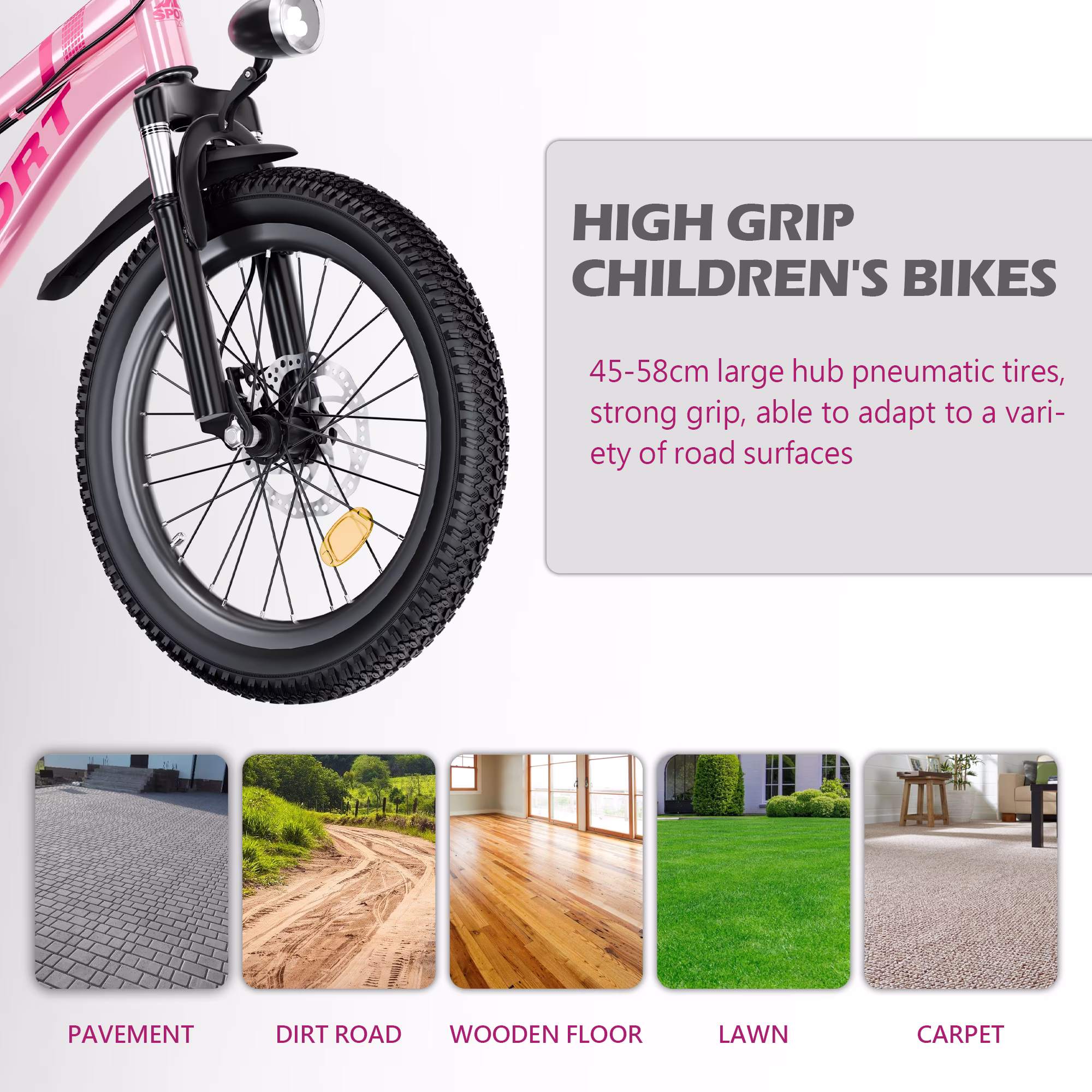 Juuar 24" Mountain Bike for Girls 9-12 Years, 7 Speed Disc Brake Kids Bike, Cute Children Bicycle with LED Headlight, Pink - Image 4