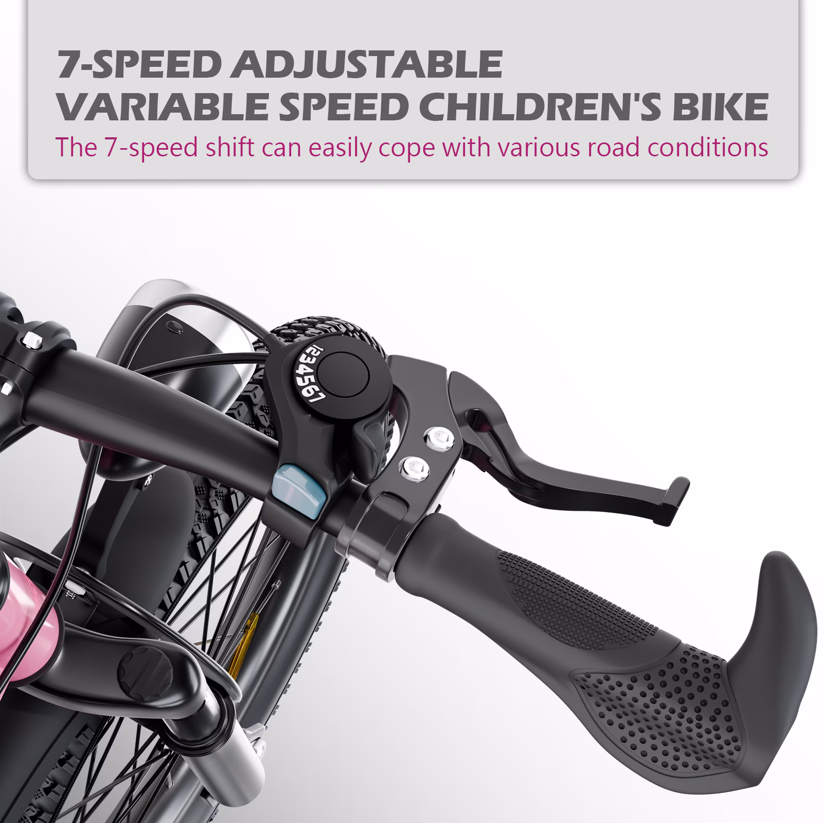 Juuar 24" Mountain Bike for Girls 9-12 Years, 7 Speed Disc Brake Kids Bike, Cute Children Bicycle with LED Headlight, Pink - Image 5