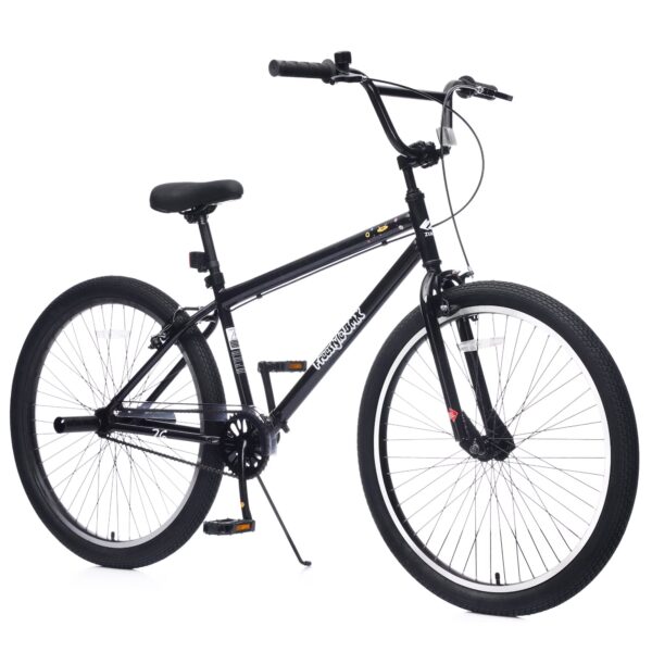 Juuar 26" Freestyle Bike, Single Speed Steel Frame BMX Mountain Bike with 2 Pegs, Lightweight City Bike Bicycle with Dual Brake, Unisex, Fits Riders 5'4"-6'2", Black