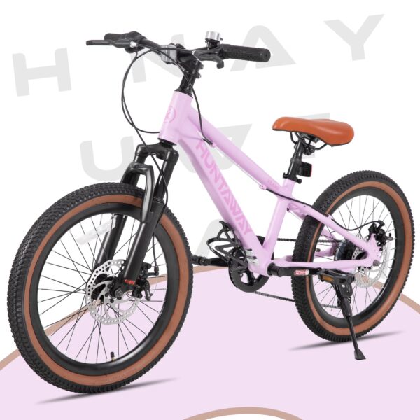 KEANO Huntaway 20 Inch Kids Mountain Bike for Boys Girls Ages 7-10, 7-Speed Kid Bicycle with Lightweight Alloy Frame, Dual Disc Brakes, Pink