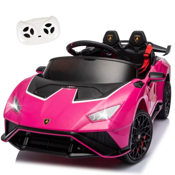 KEEPSUN 12V Ride On Toys for Kids, Licensed Lamborghini Ride On Car w/Remote Control, 3-Speed, Bluetooth & Music, Electric Car for Toddler Ages 1-3, Ideal Gift for Boys Girls - Pink