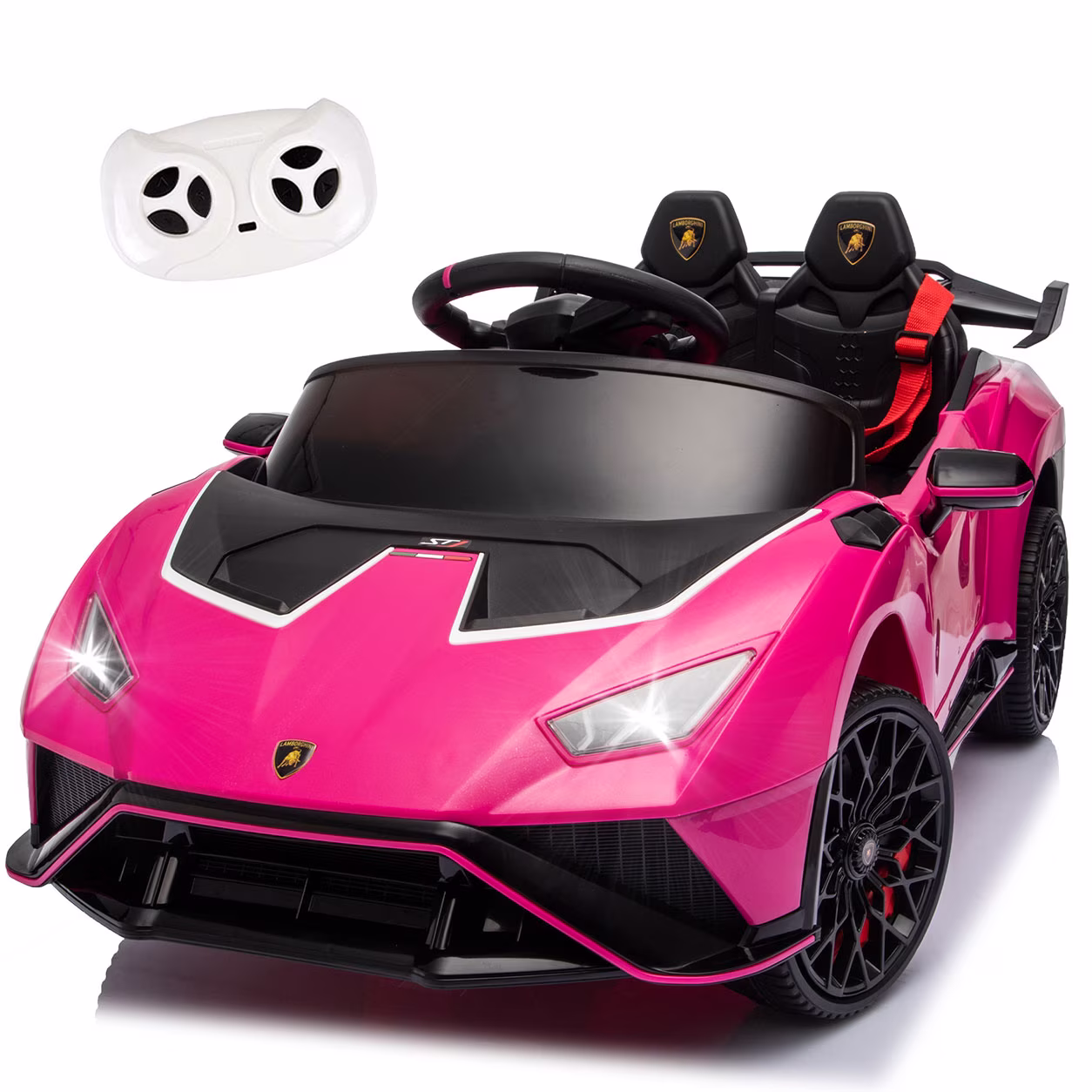 KEEPSUN 12V Ride On Toys for Kids, Licensed Lamborghini Ride On Car w/Remote Control, 3-Speed, Bluetooth & Music, Electric Car for Toddler Ages 1-3, Ideal Gift for Boys Girls - Pink