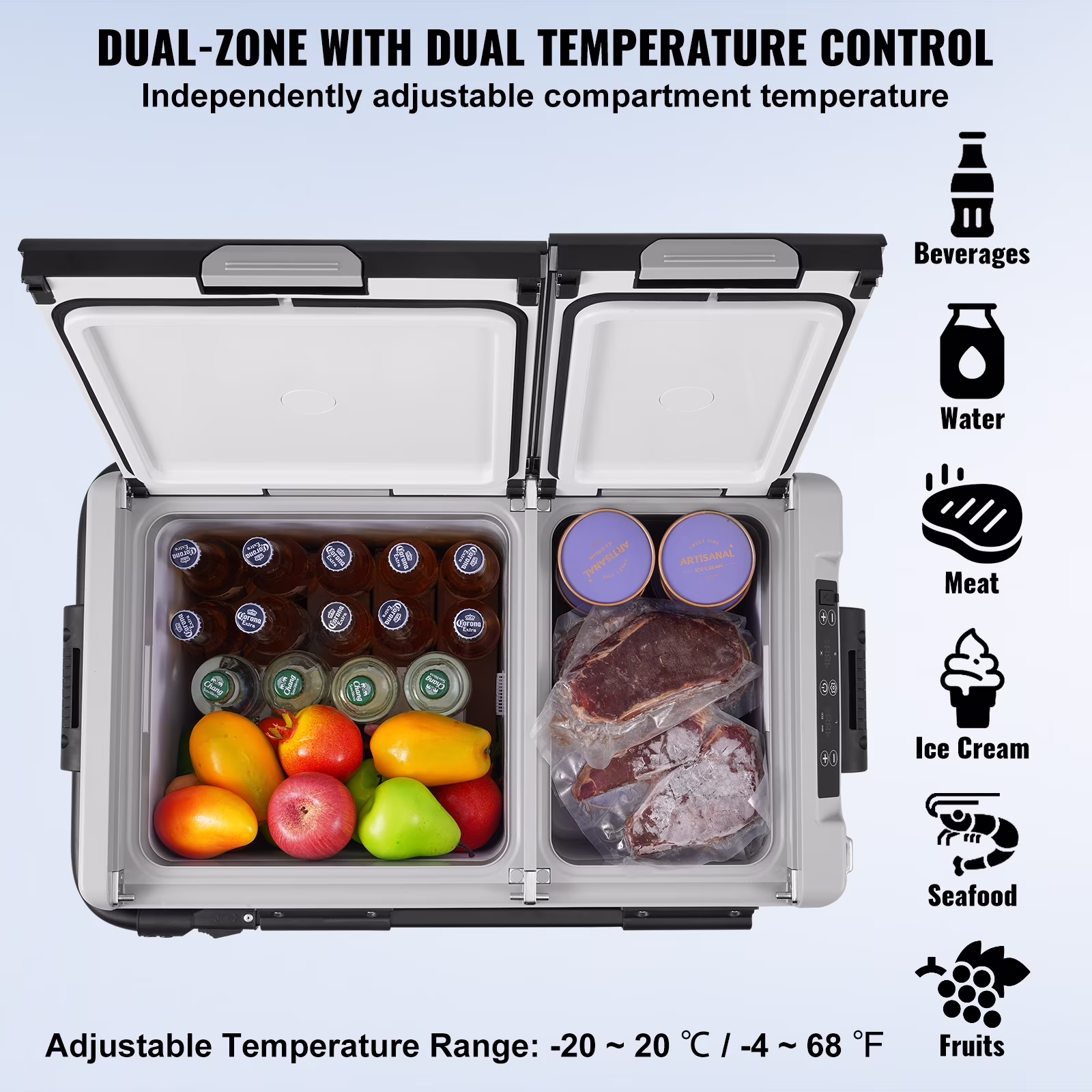 KFFKFF 12 Volt Car Refrigerators 58L / 61.5 QT RV Refrigerator, Freezer Fridge Cooler DC & AC, for Home, Travel, Camping, RV and Outdoor - Image 2