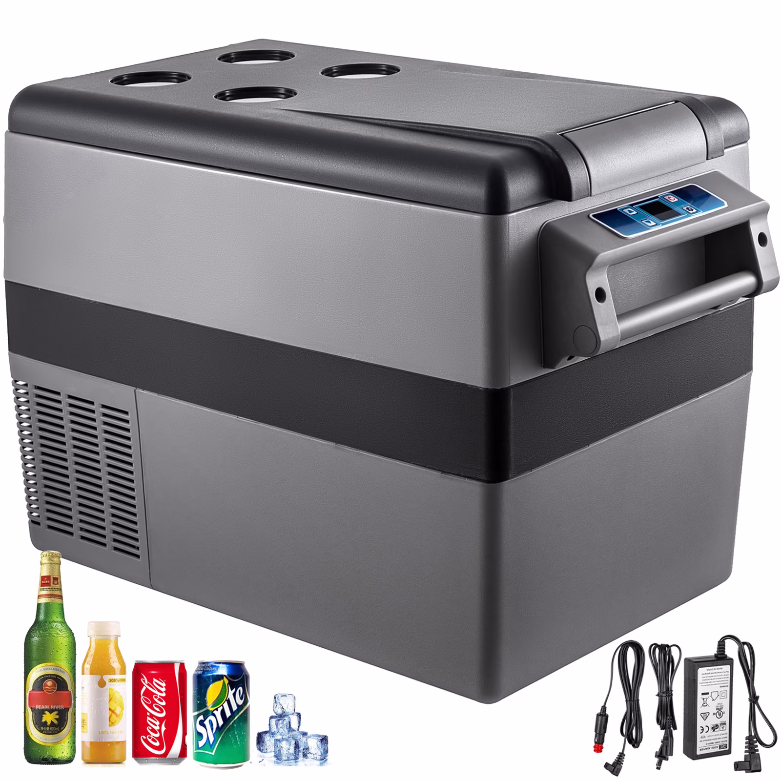 KFFKFF 12V Car Refrigerator 48 Quart(45L), App Control(-4℉~68℉) Electric Freezer, 12/24V DC & 110-240V AC Compact Fridge for Camping Travel Outdoor Gray