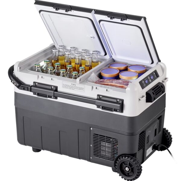 KFFKFF 12V Car Refrigerator, 52.8 QT Portable Fridge Freezer, 12/24V DC 110~240V AC -4℉ to 68℉ for RV Camping, Travel, Truck, Home