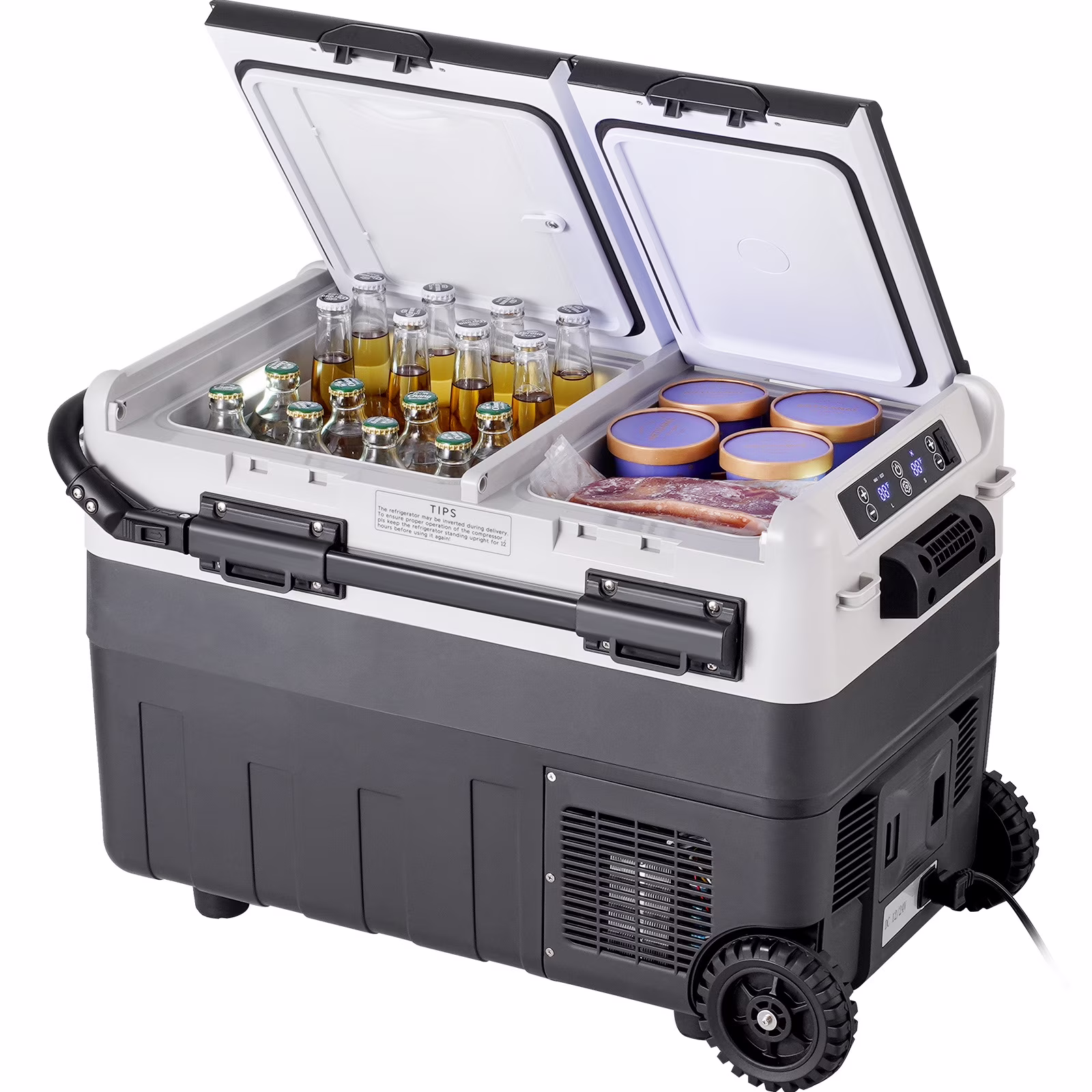 KFFKFF 12V Car Refrigerator, 52.8 QT Portable Fridge Freezer, 12/24V DC 110~240V AC -4℉ to 68℉ for RV Camping, Travel, Truck, Home