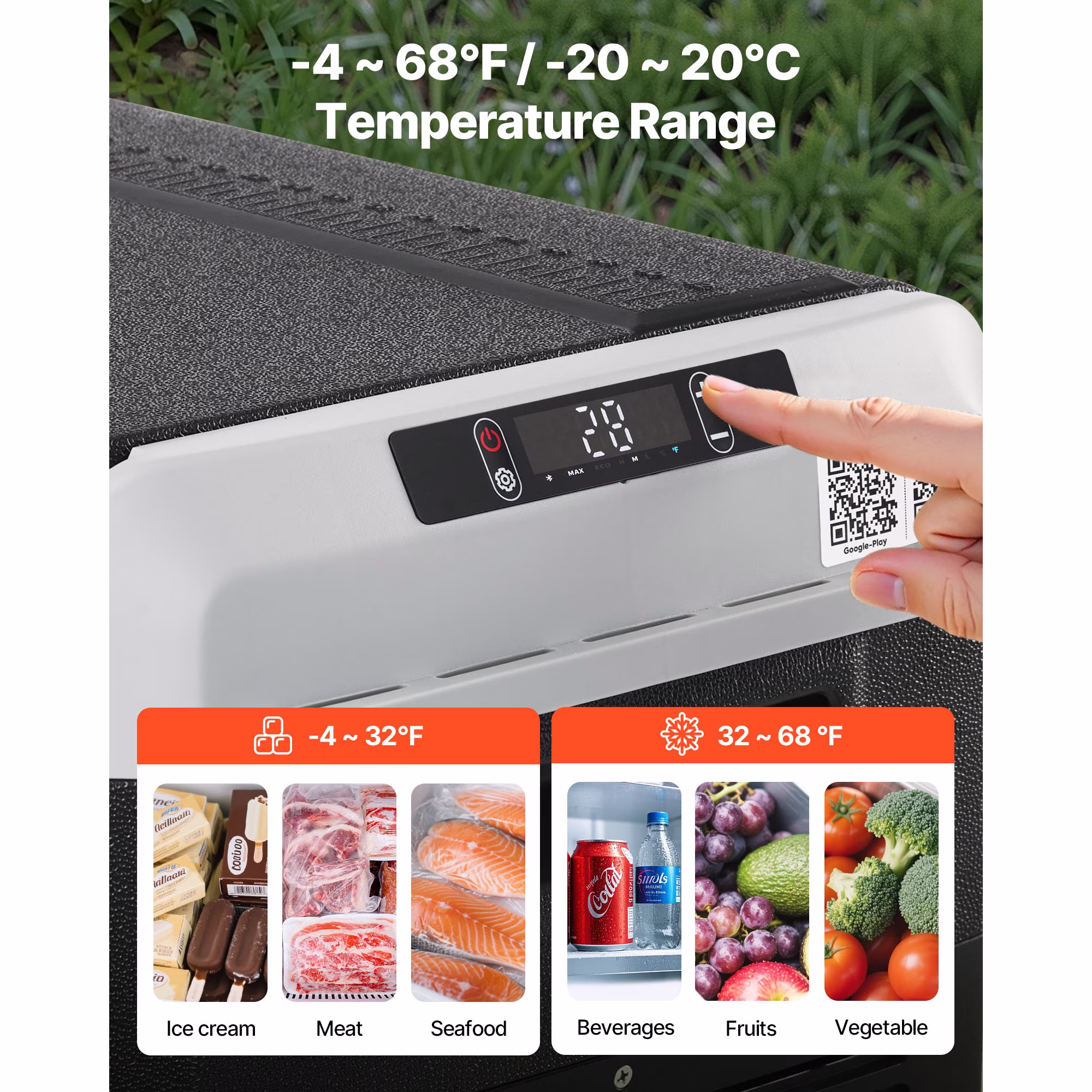 KFFKFF 12V Portable Car Refrigerator, 31.7QT/30L Electric Cooler with Adjustable Temperature Range -4℉ to 68℉, Dual Power Options for Outdoor Adventures, Camping, Travel, and RV Use - Image 5