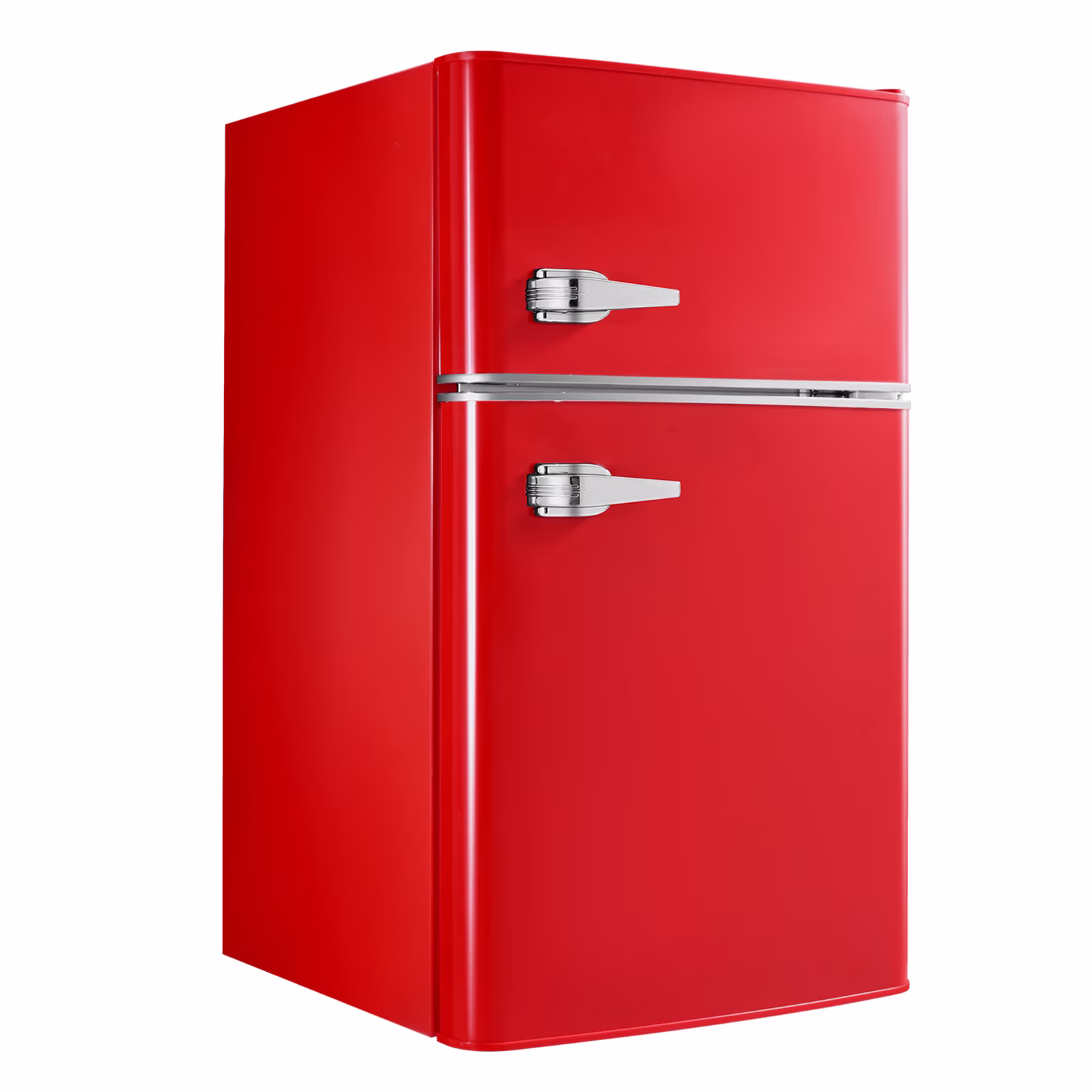KFFKFF Compact Mini Fridge with Freezer, 3.2 Cu.Ft, Dual-Door Refrigerator with Adjustable Temperature, Glass Shelves, Energy-Saving Design, Quiet Operation, Ideal for Bedroom, Office, Red - Image 5
